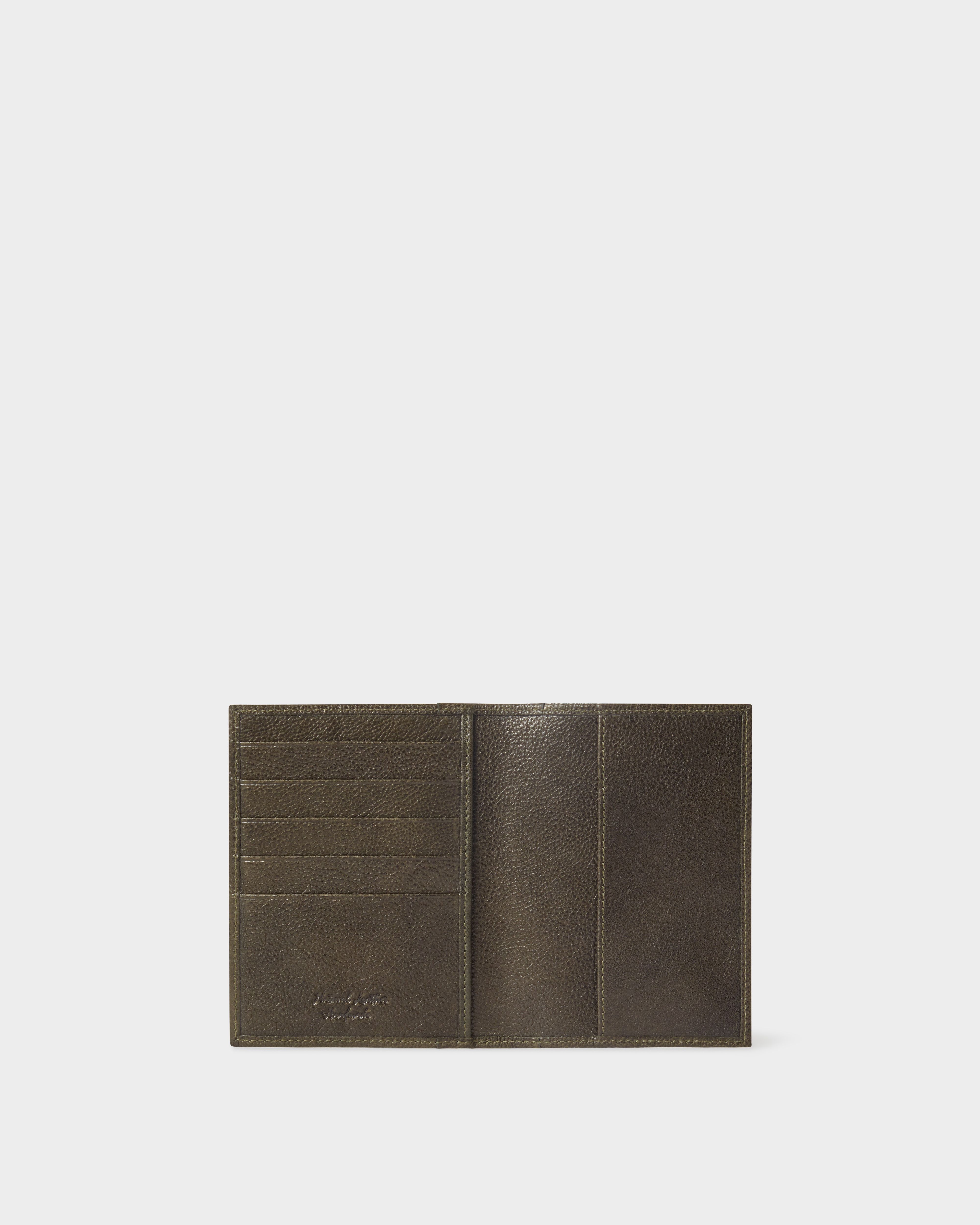 Image number 4 of The Compass Leather Passport Holder in Dark Olive