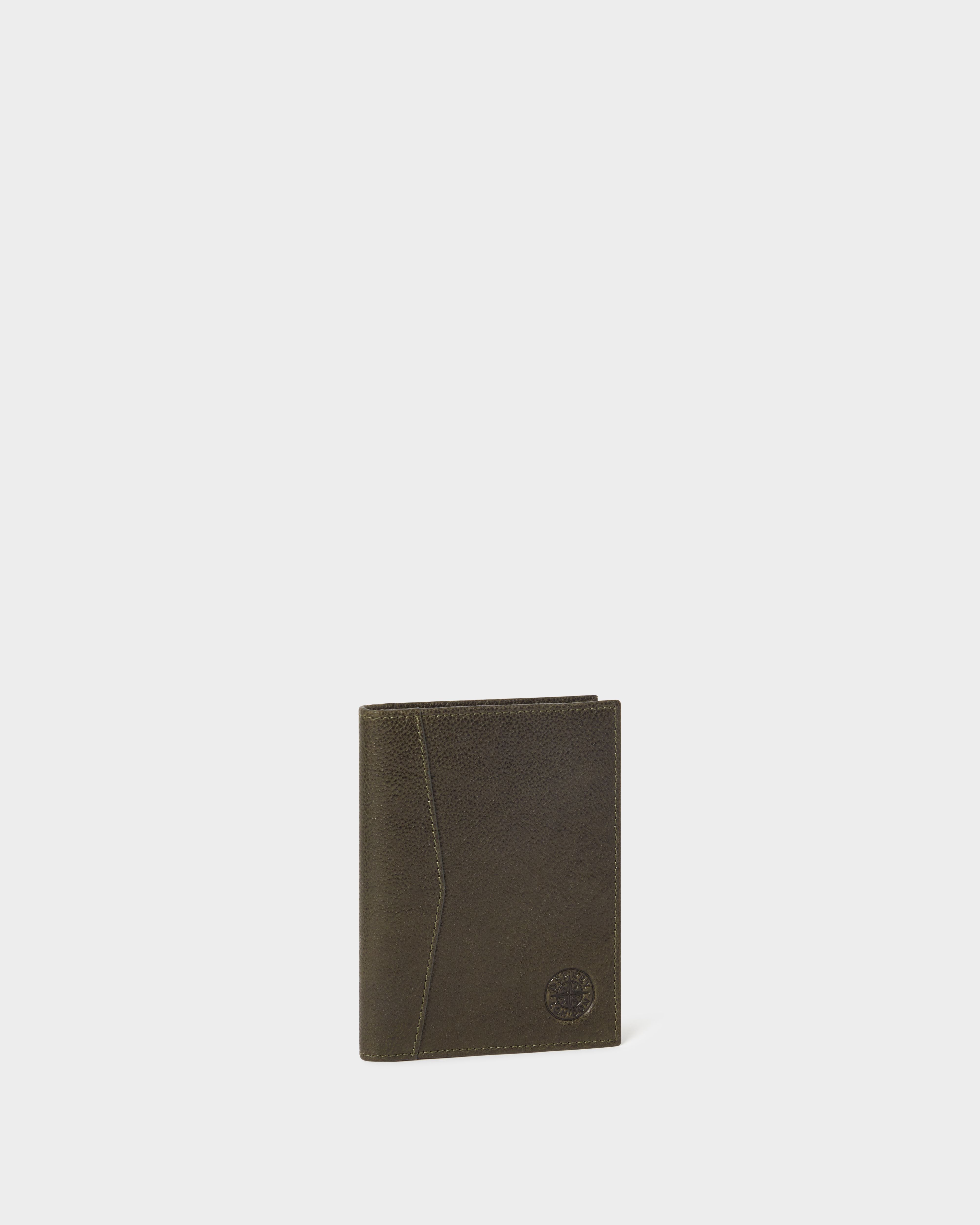 Image number 3 of The Compass Leather Passport Holder in Dark Olive
