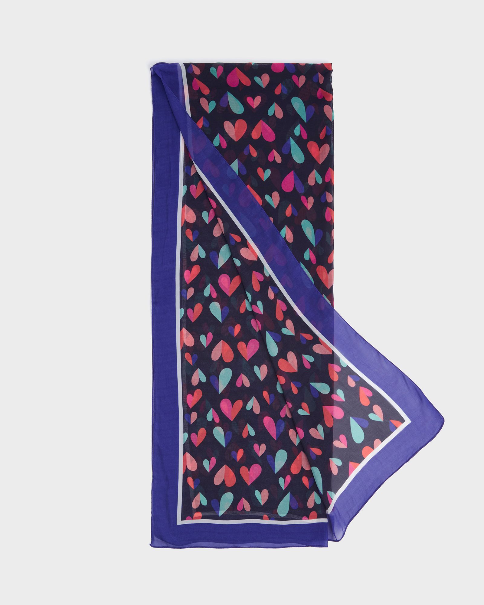 Image number 3 of The Hearts Boxed Scarf in Navy & Multi