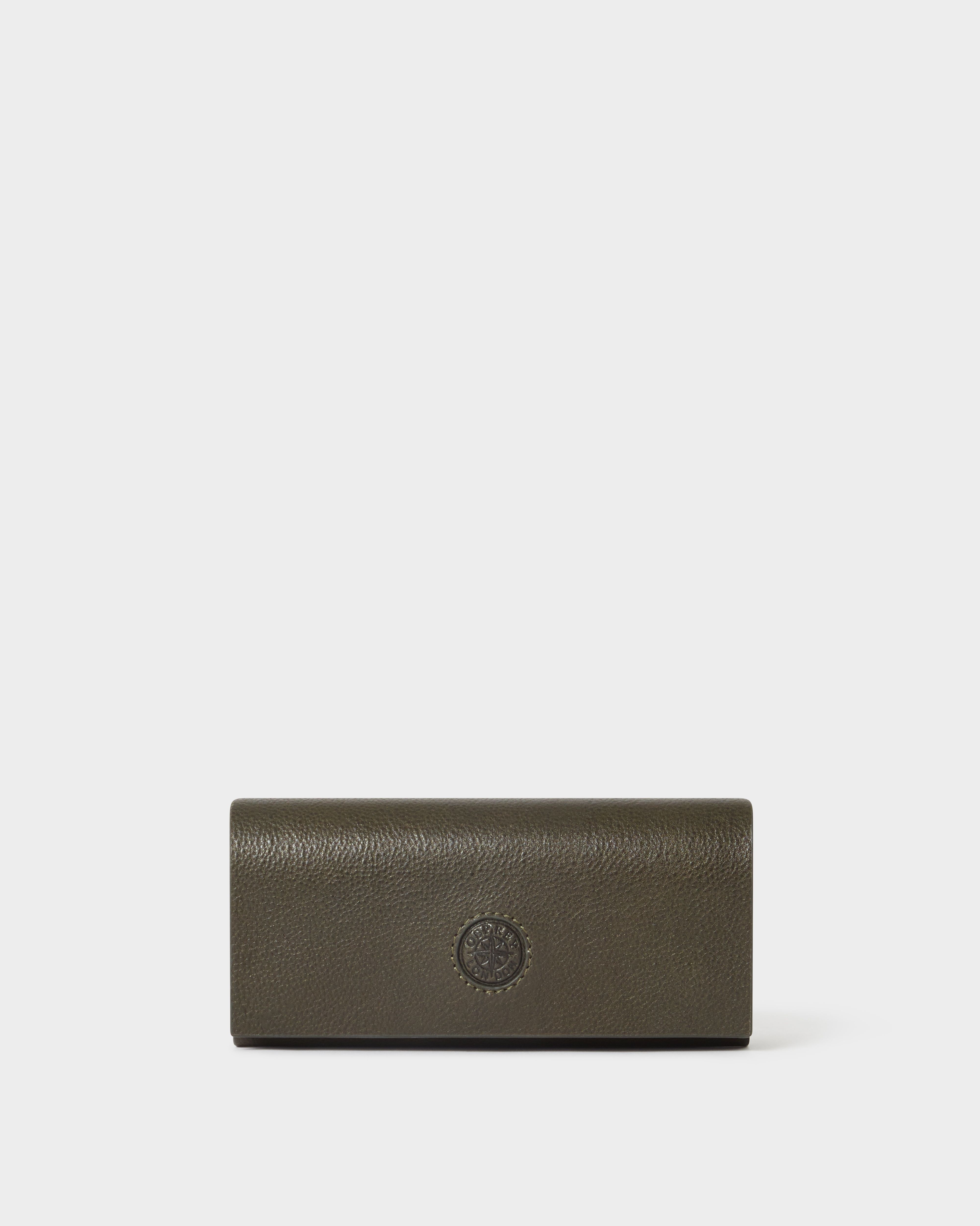 Image number 2 of The Compass Leather Glasses Case in Dark Olive