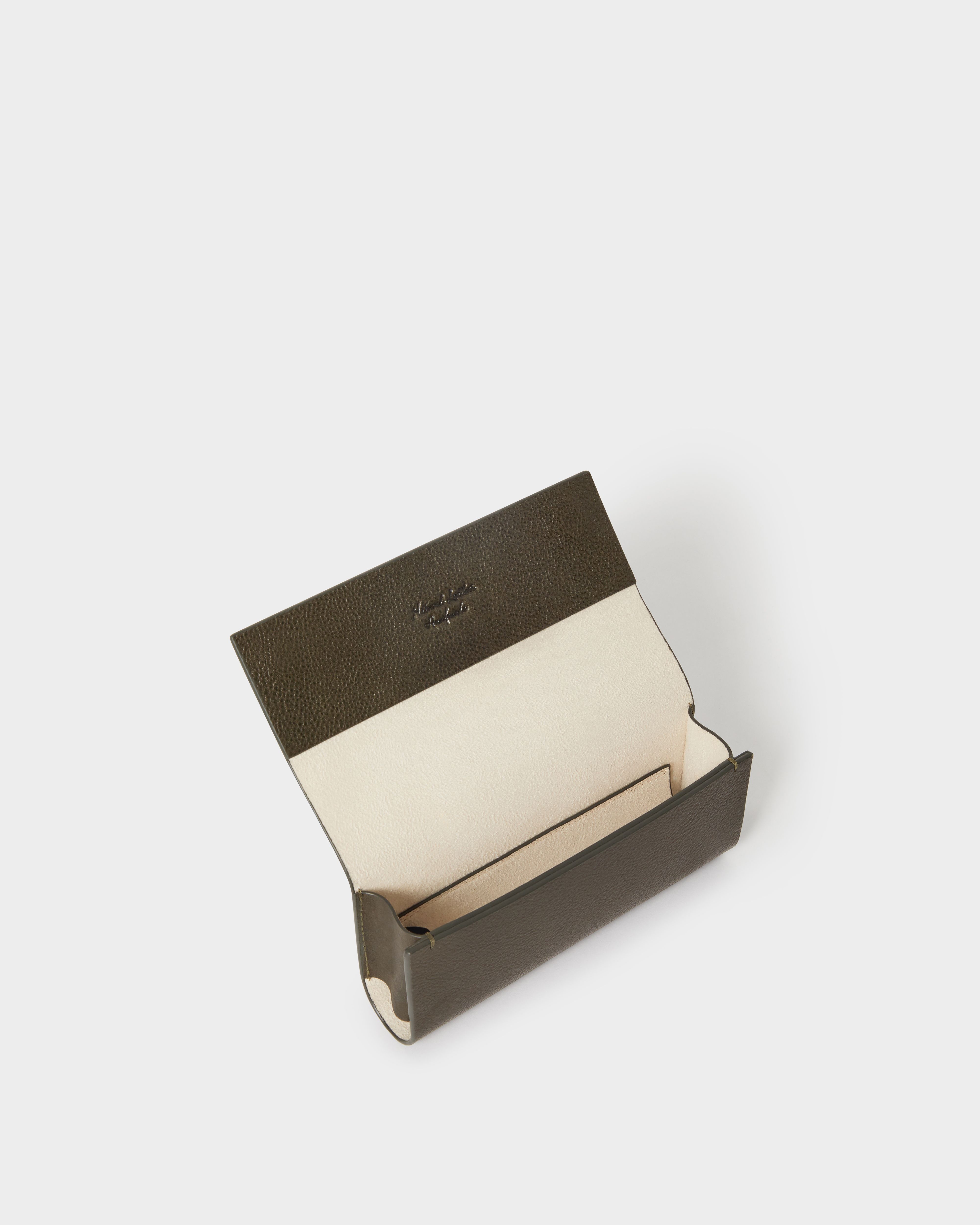Image number 4 of The Compass Leather Glasses Case in Dark Olive