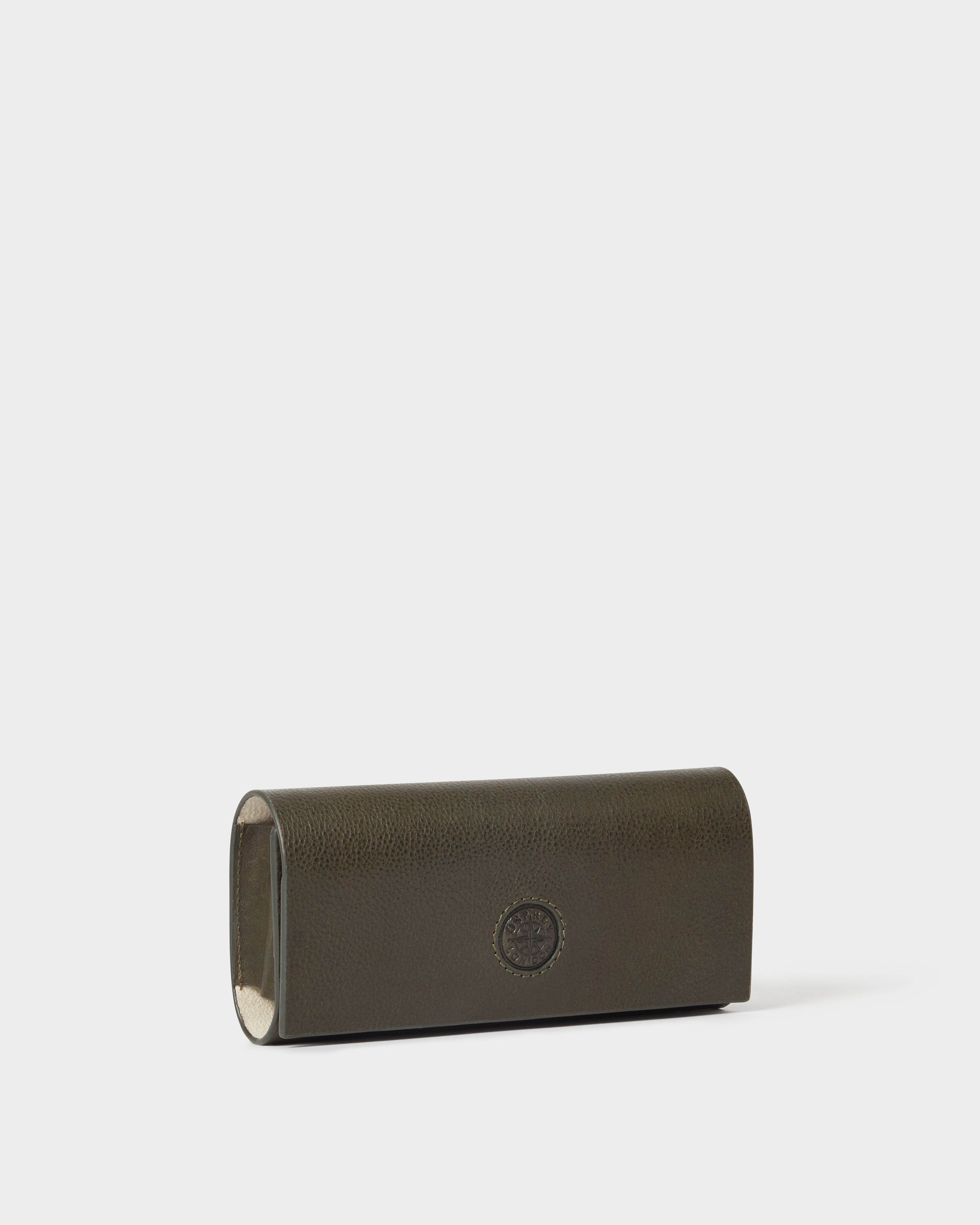 Image number 3 of The Compass Leather Glasses Case in Dark Olive