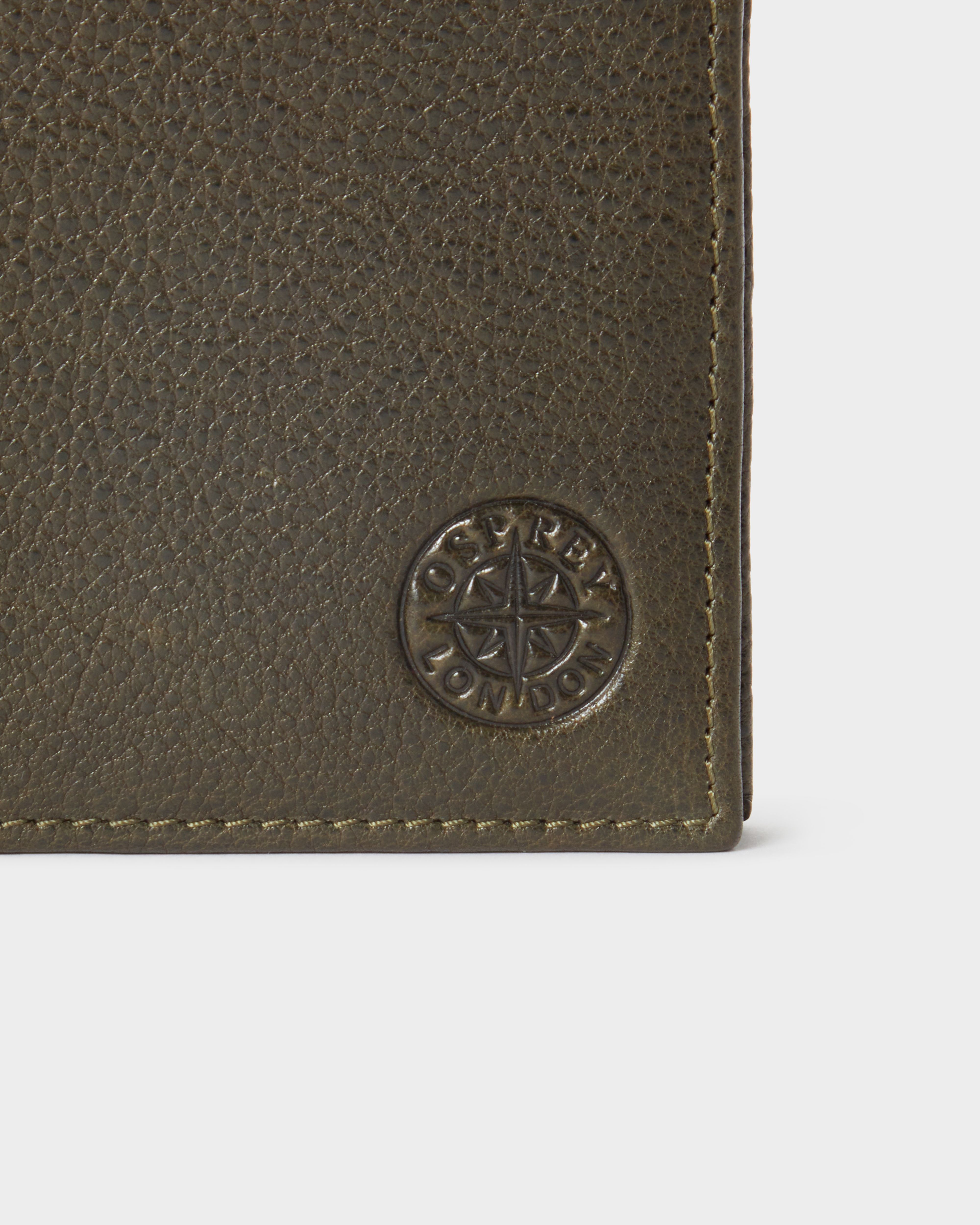 Image number 6 of The Compass Leather Card Wallet in Dark Olive