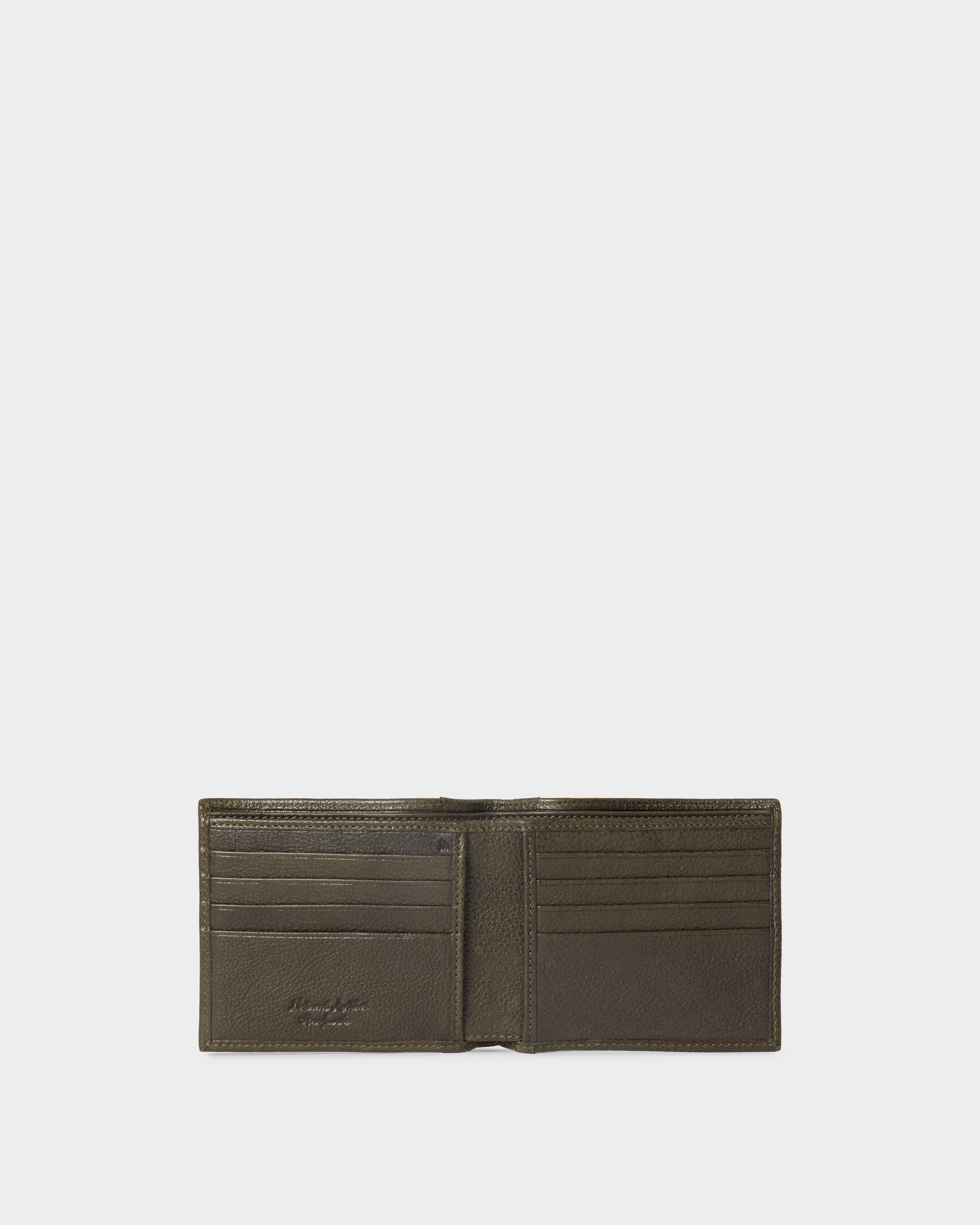 Image number 4 of The Compass Leather Card Wallet in Dark Olive