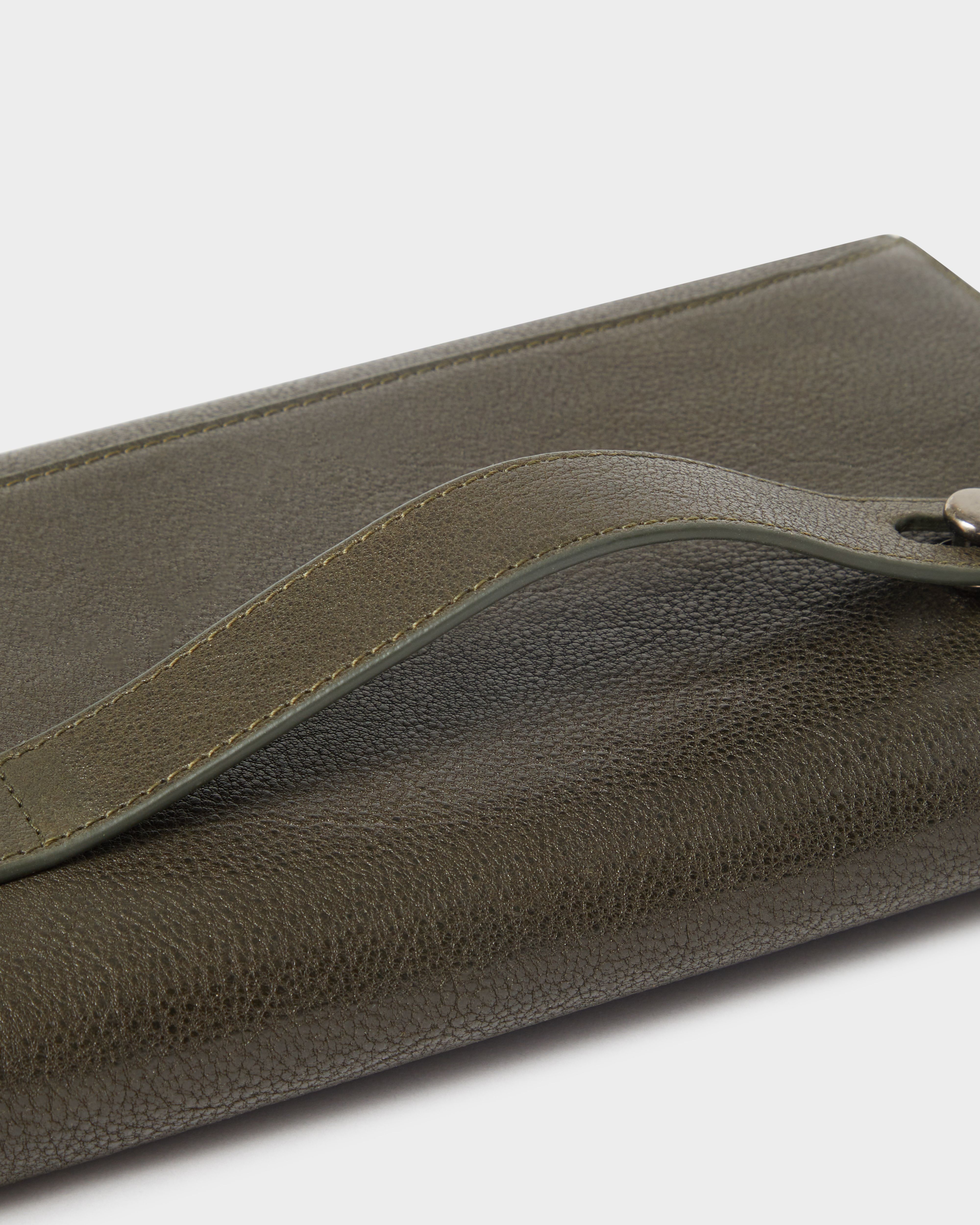 Image number 6 of The Compass Leather Travel Wallet in Dark Olive