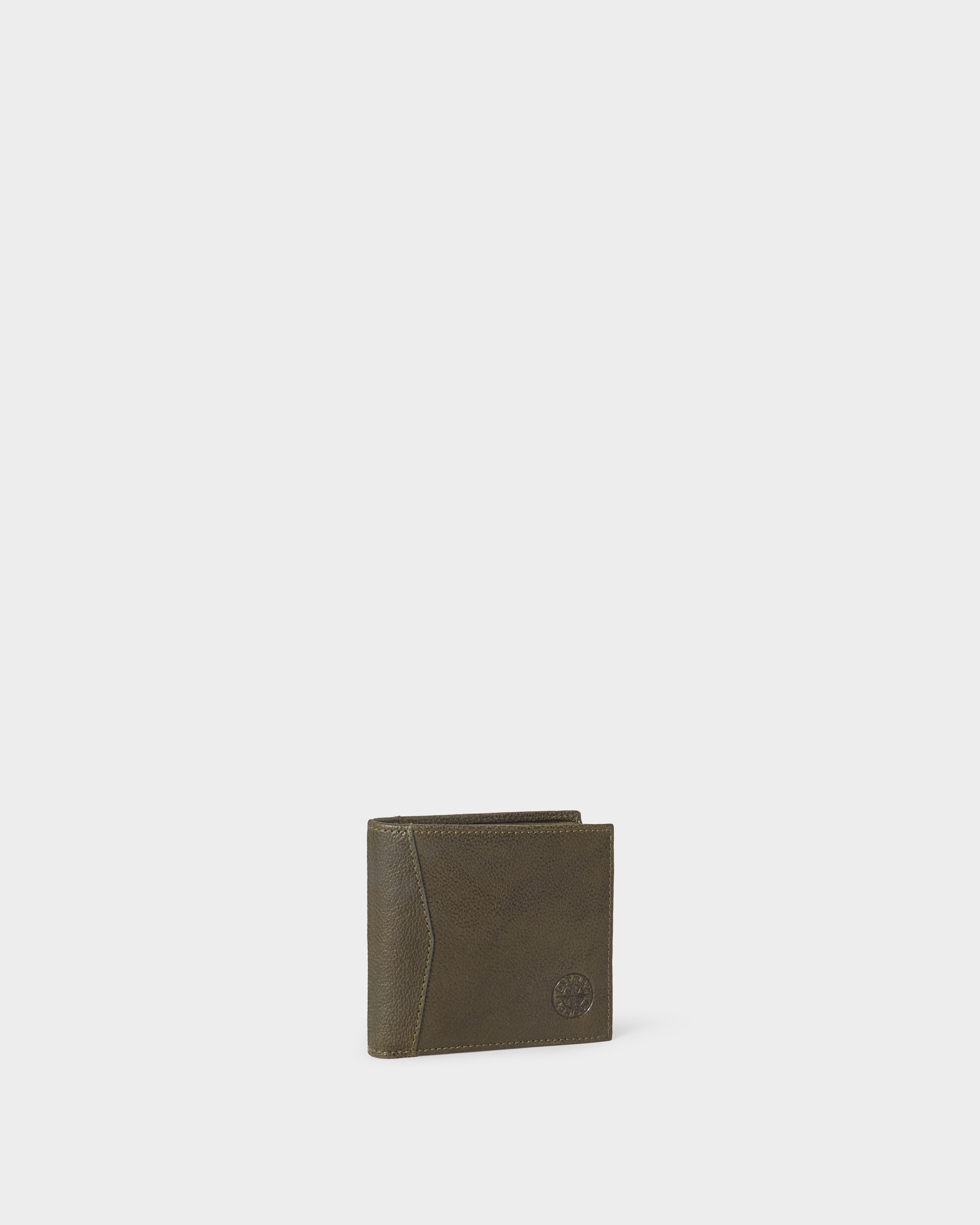 Image number 3 of The Compass Leather Coin Wallet in Dark Olive