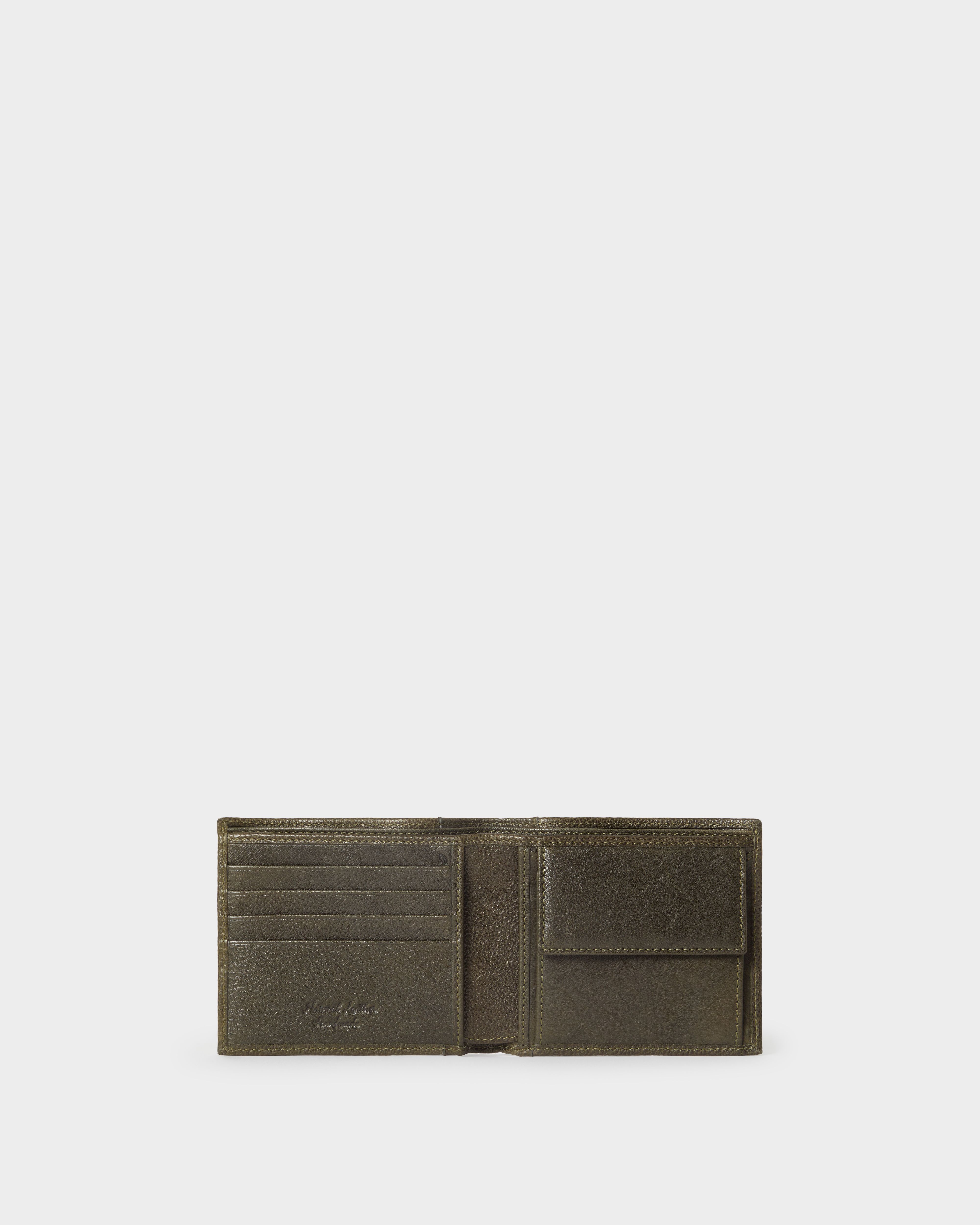 Image number 4 of The Compass Leather Coin Wallet in Dark Olive