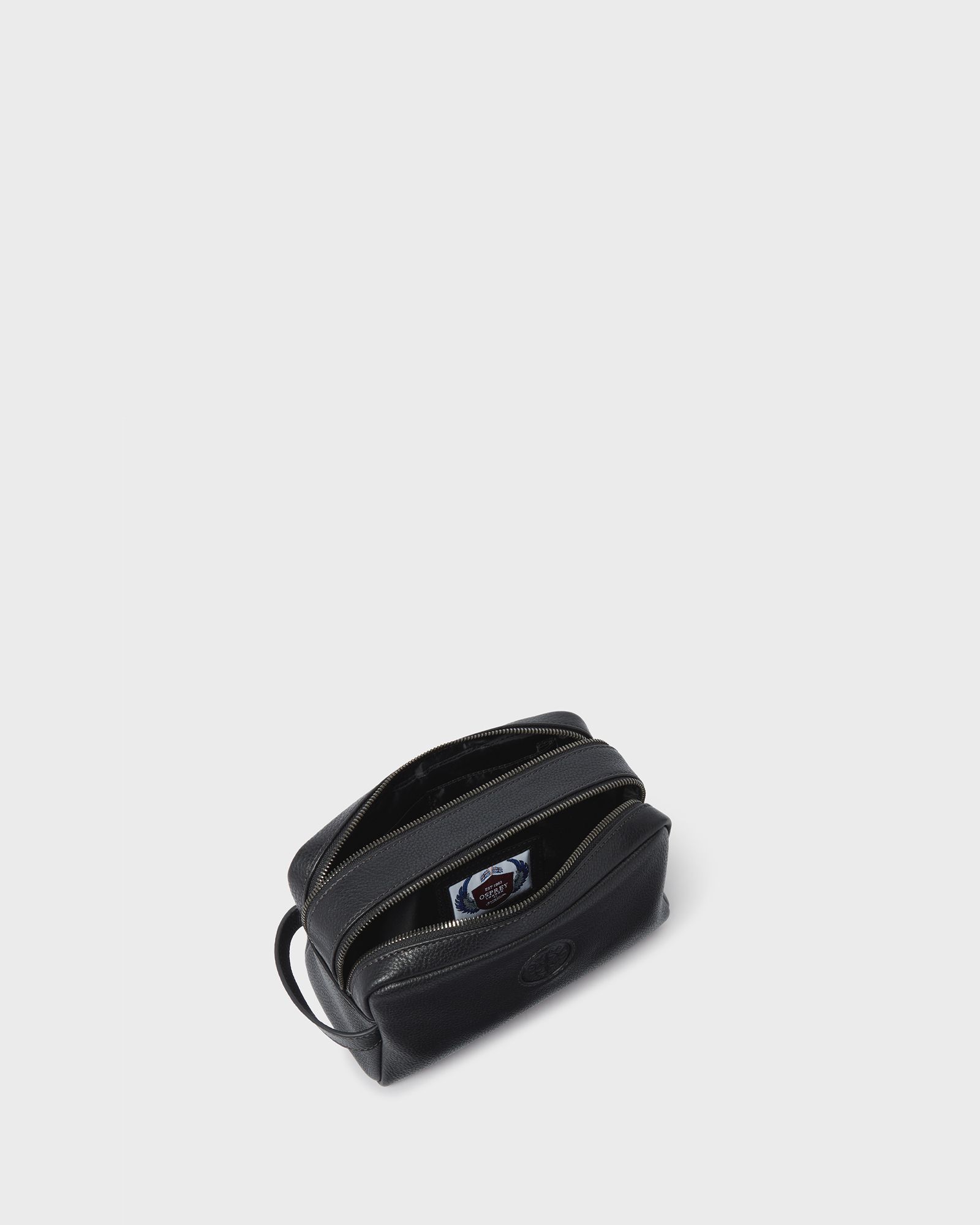 Image number 3 of The Compass Leather Washbag in Black