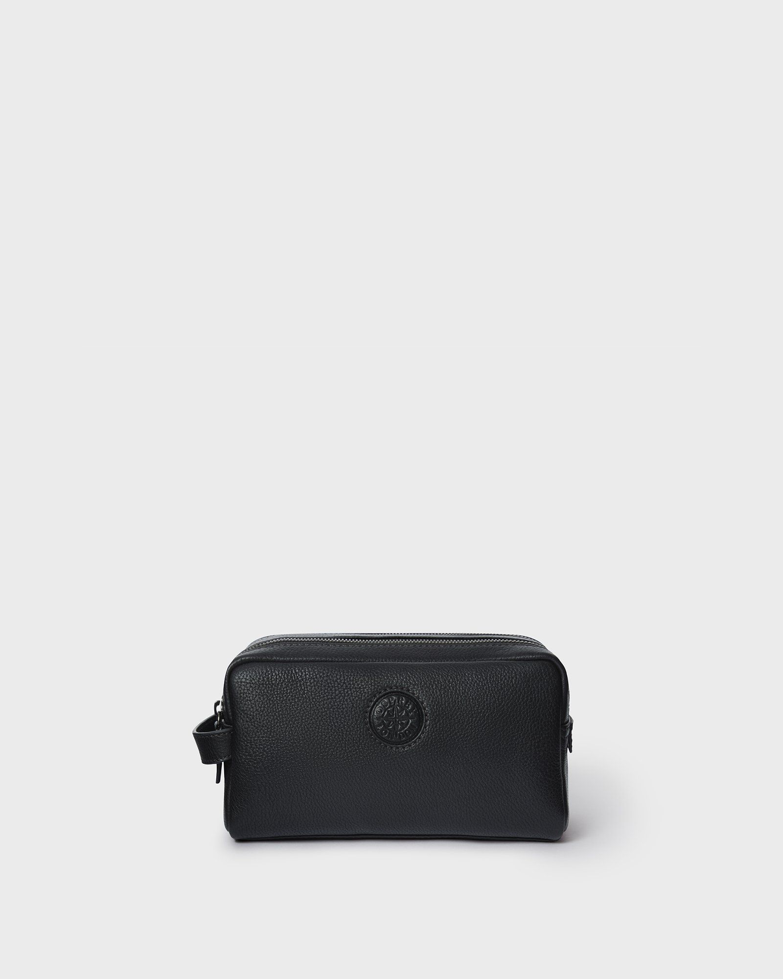 The Compass Leather Washbag in Black