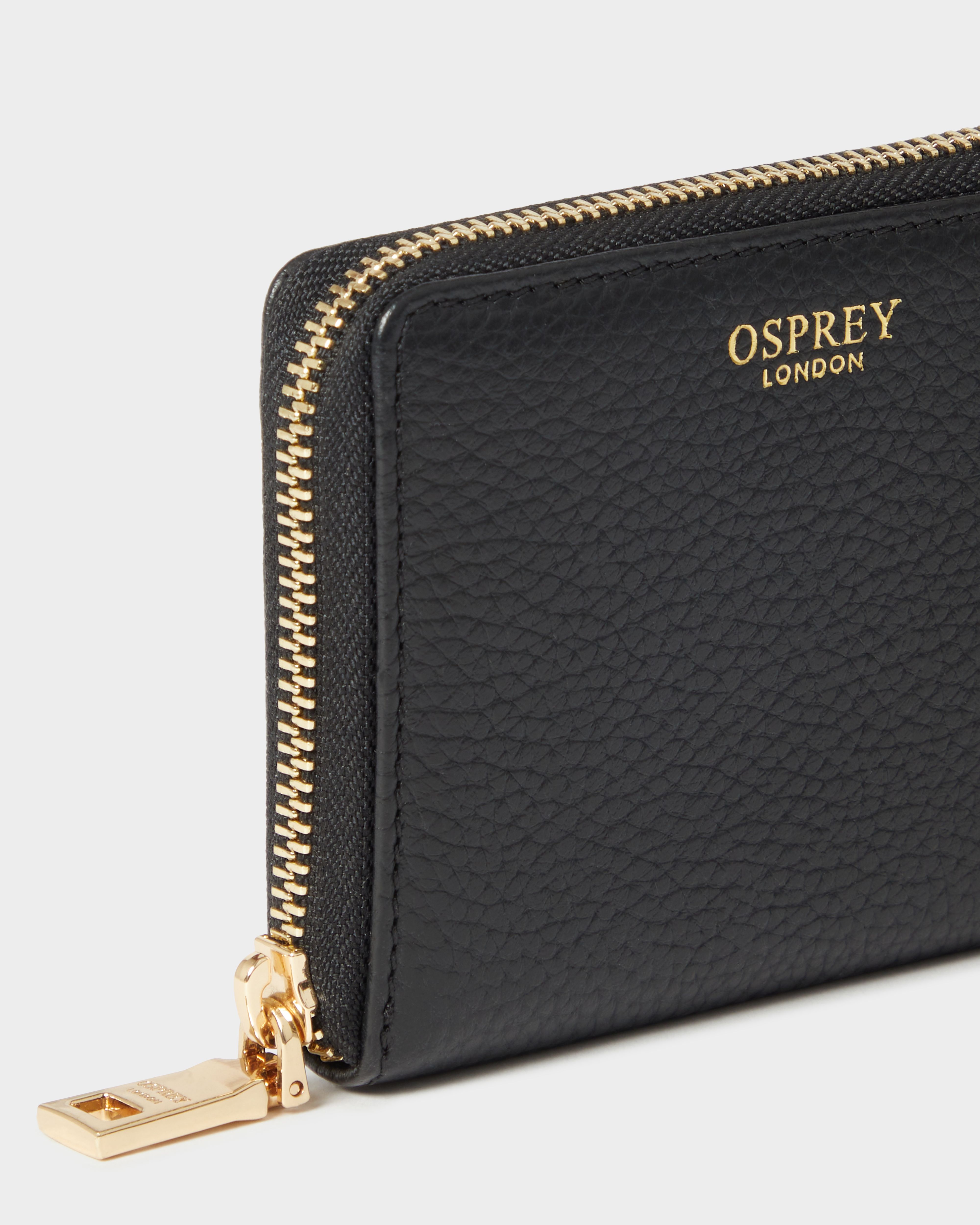 Image number 4 of The Collier Leather Zip Around Purse in Black