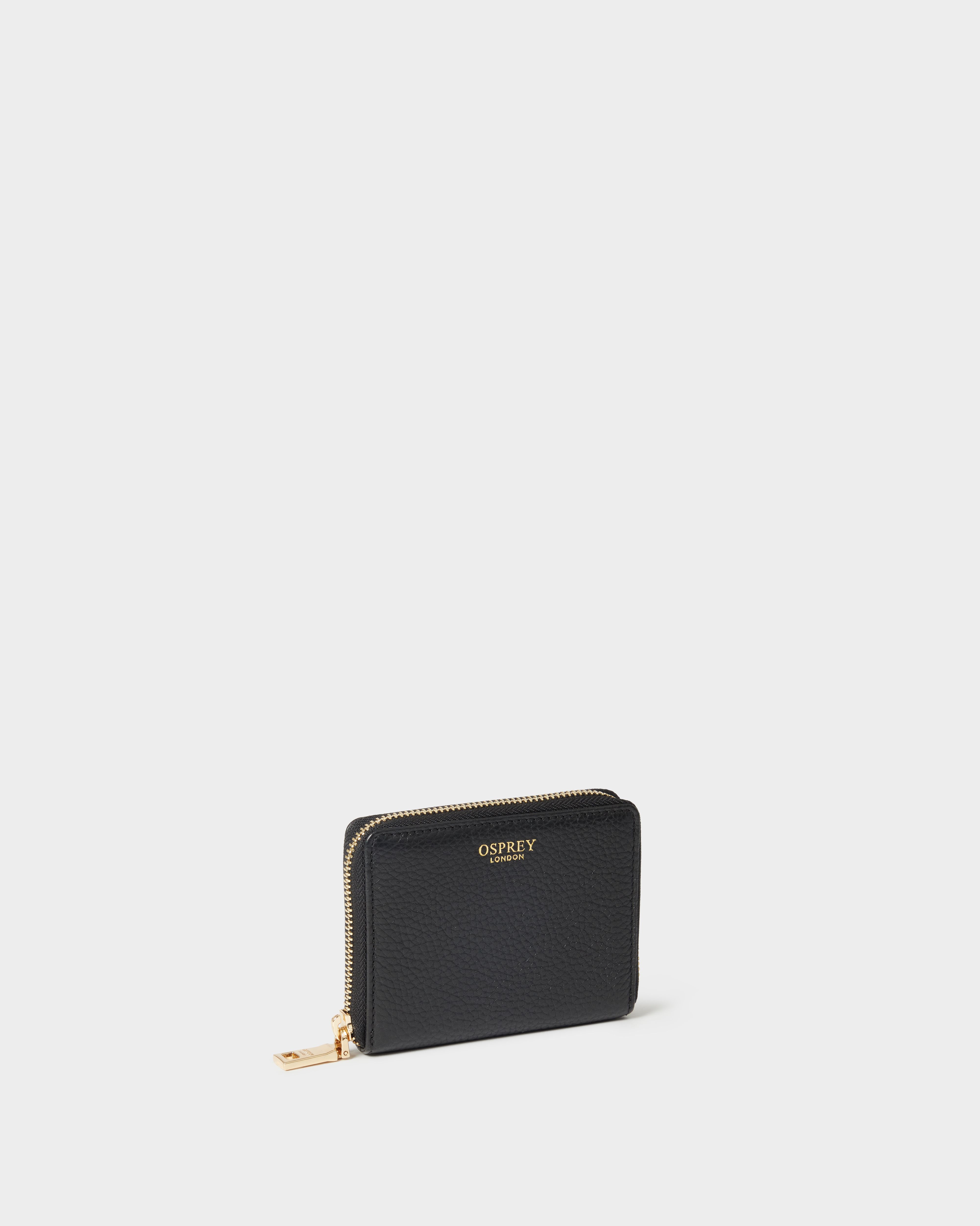 Image number 2 of The Collier Leather Zip Around Purse in Black