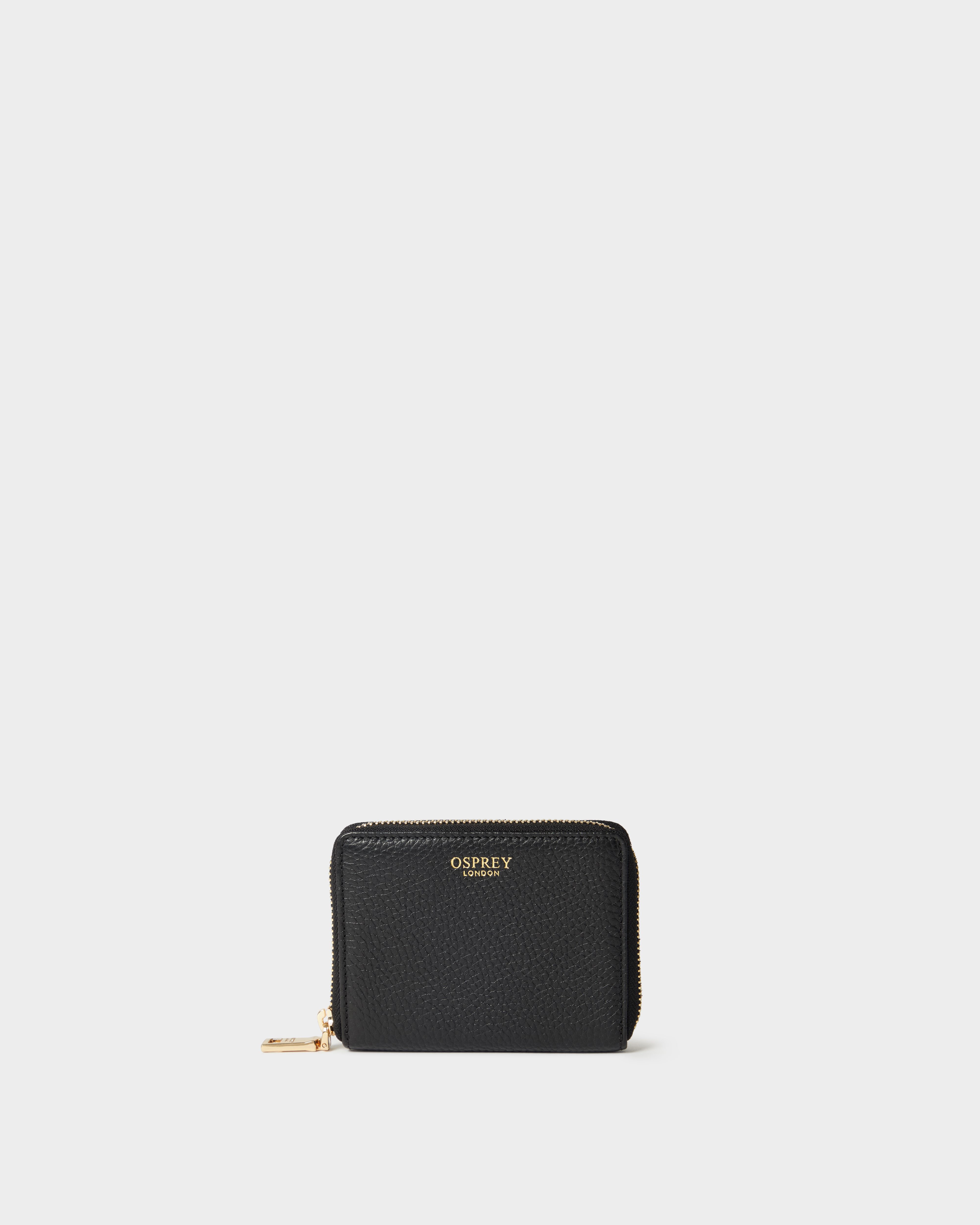 Image number 1 of The Collier Leather Zip Around Purse in Black