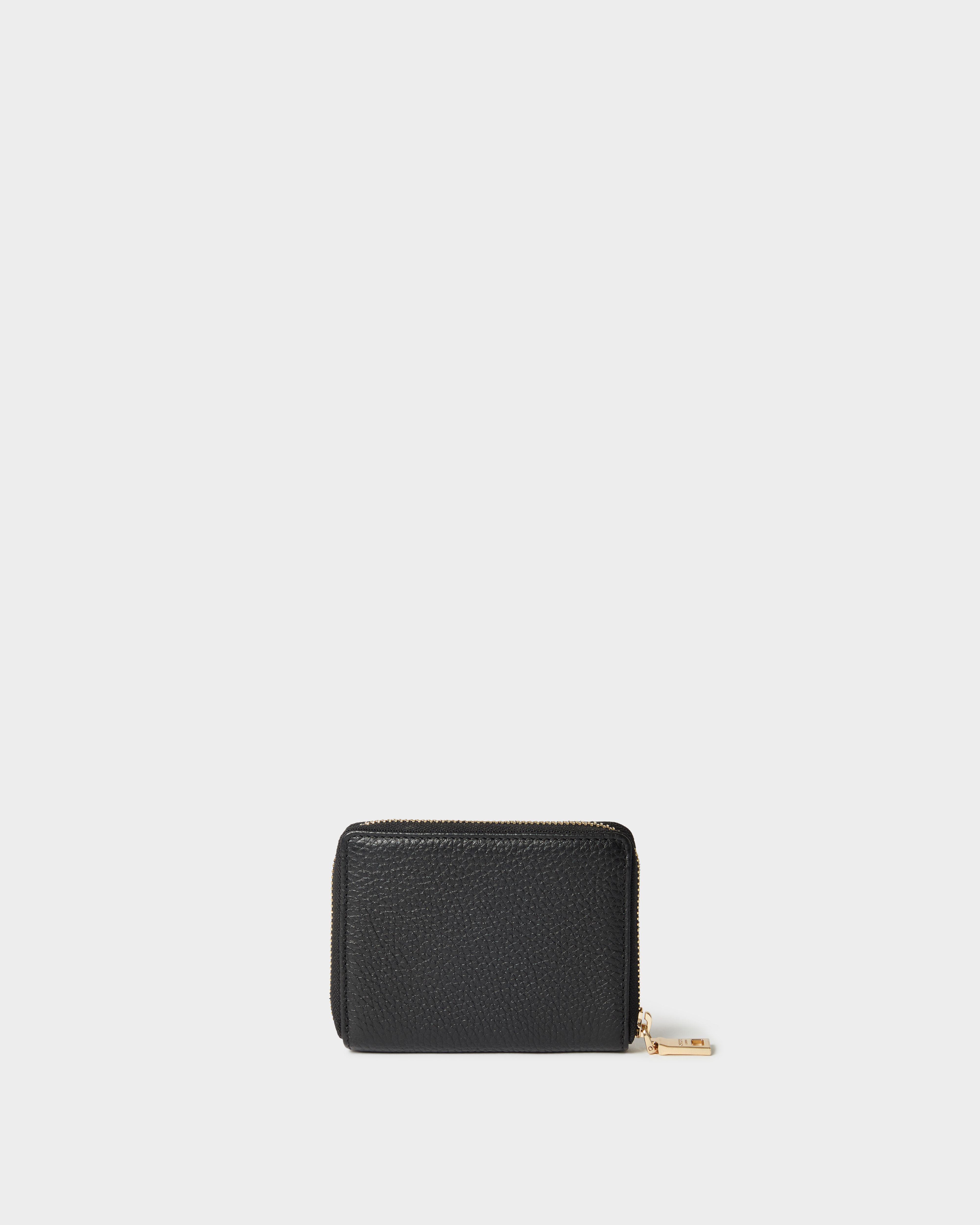 Image number 3 of The Collier Leather Zip Around Purse in Black