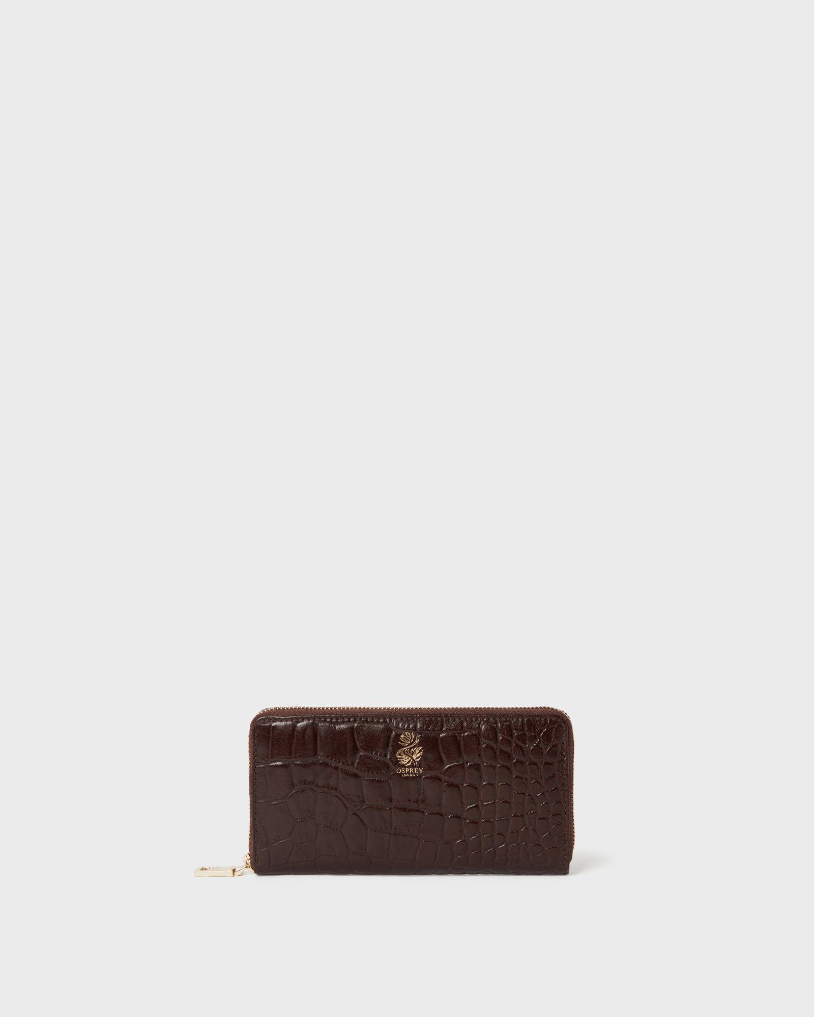 The Weybridge Large Leather Zip Around Purse in Chocolate
