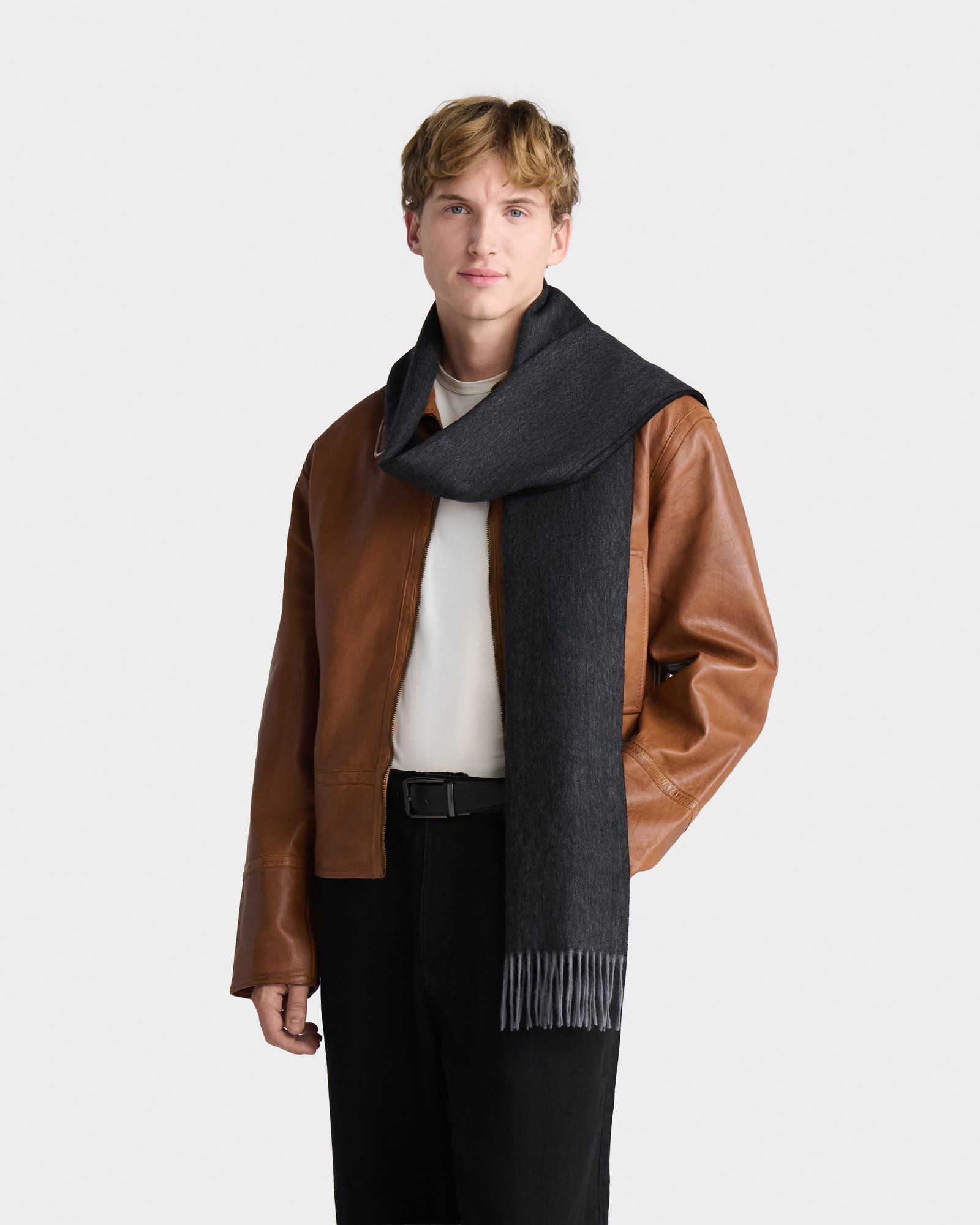 The Lumi Wool Scarf in Dark Grey