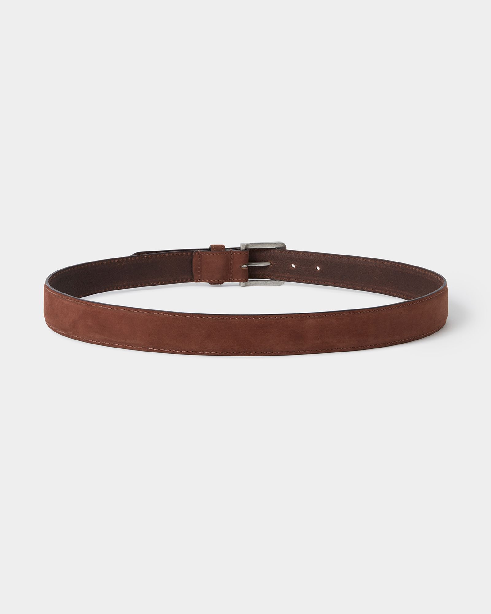 Image number 2 of The Profile Nubuck Leather Belt in Chocolate