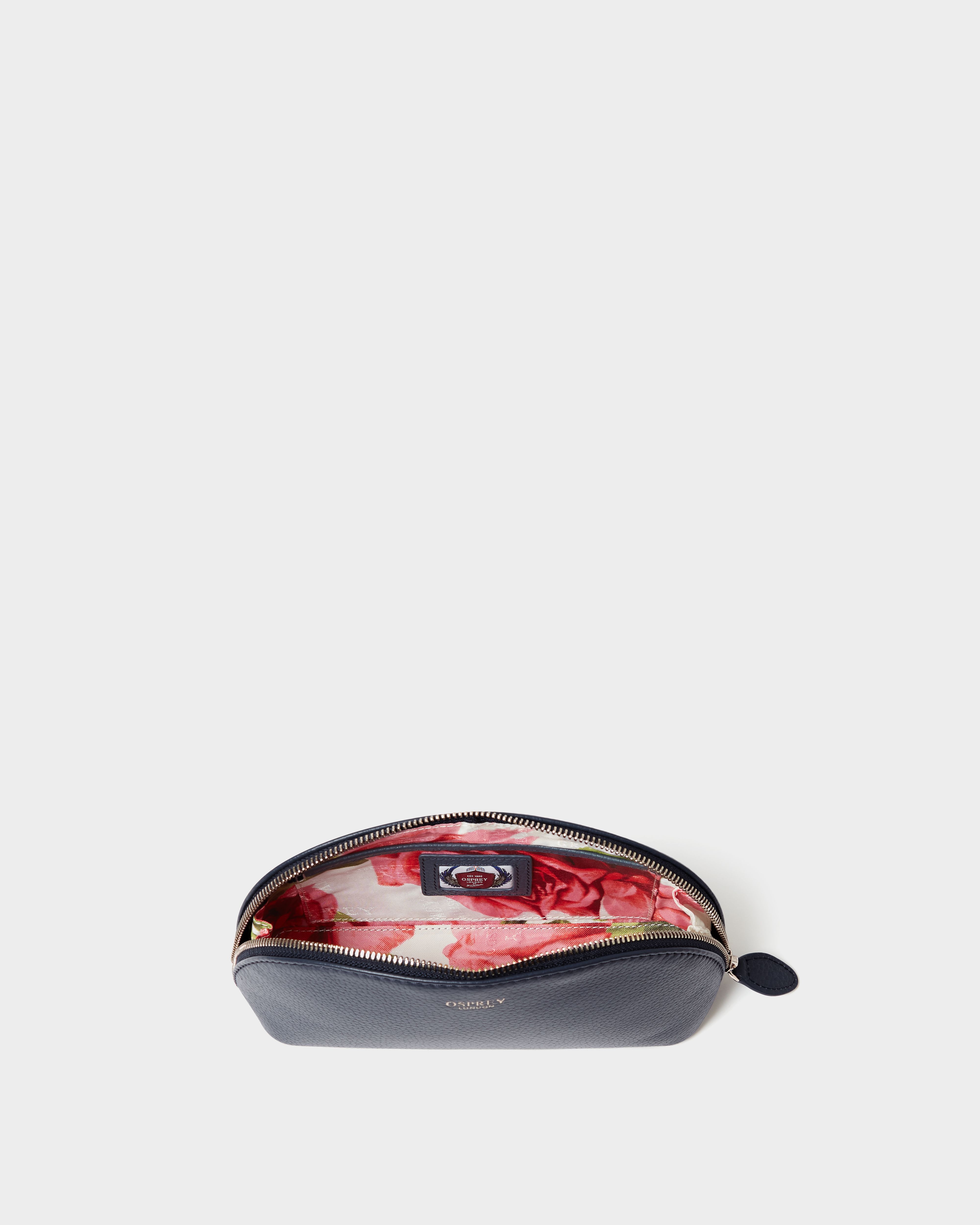 Image number 3 of The Tilly Leather Make Up Bag in Navy