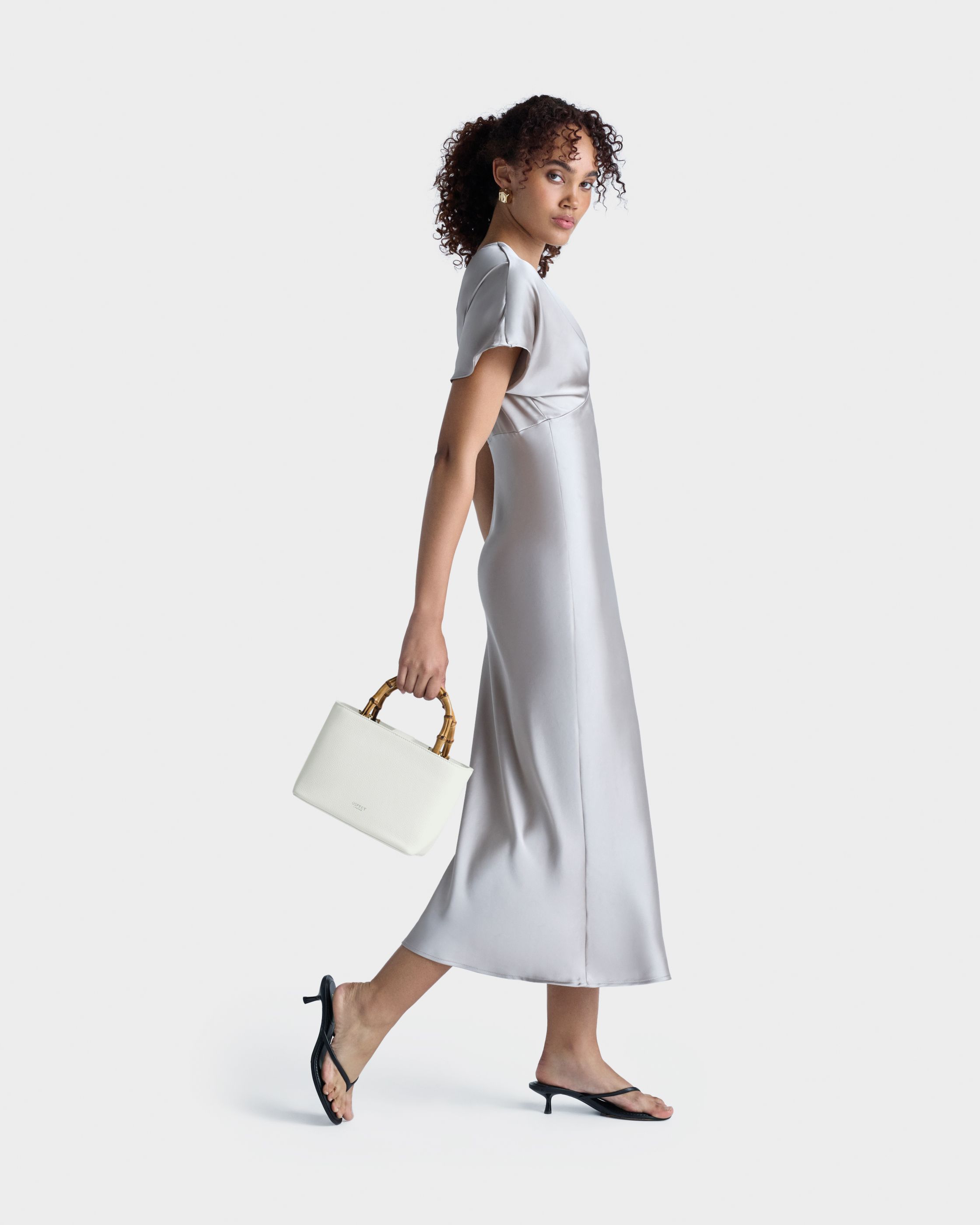The Mini Clio Leather Grab in White