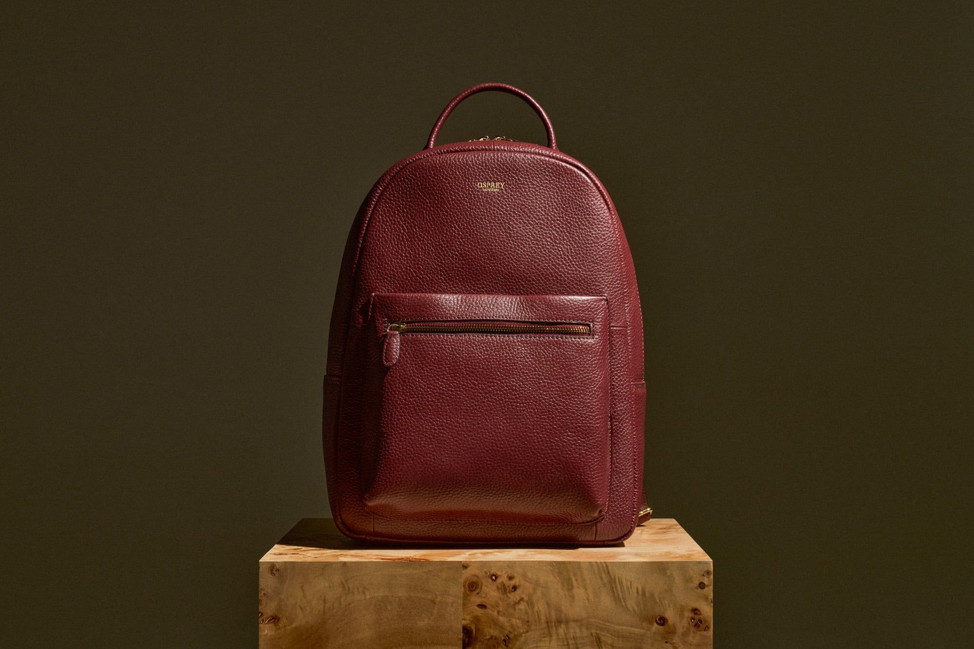The Adaline Leather Backpack in Merlot