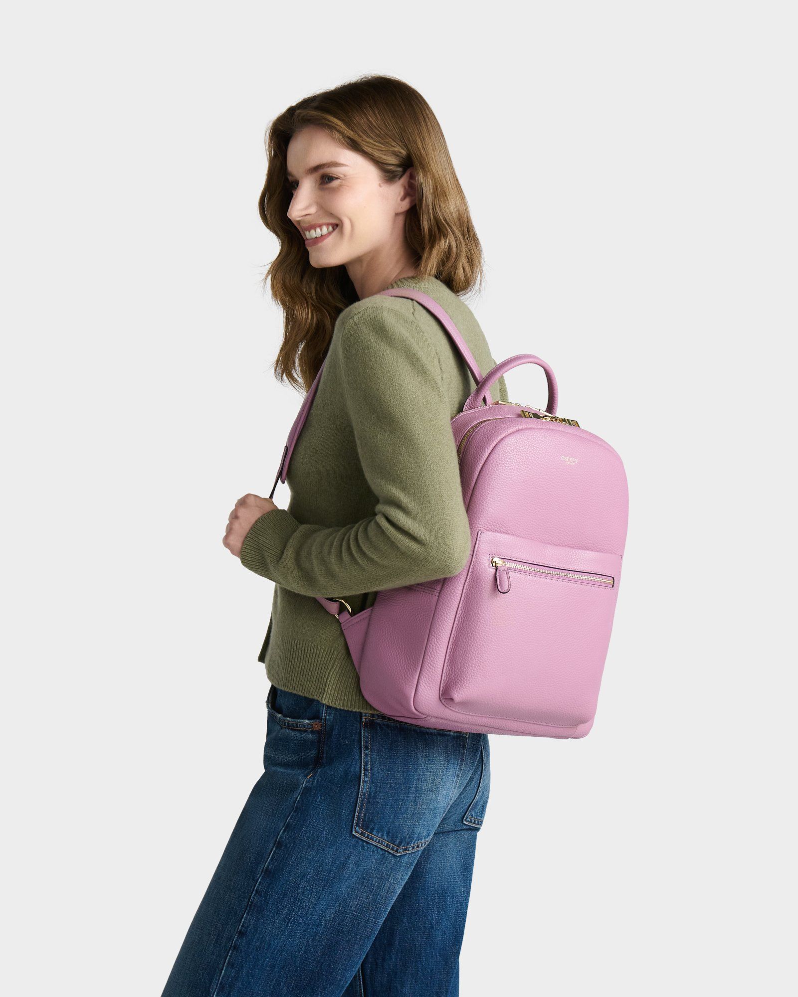 The Adaline Leather Backpack in Heather