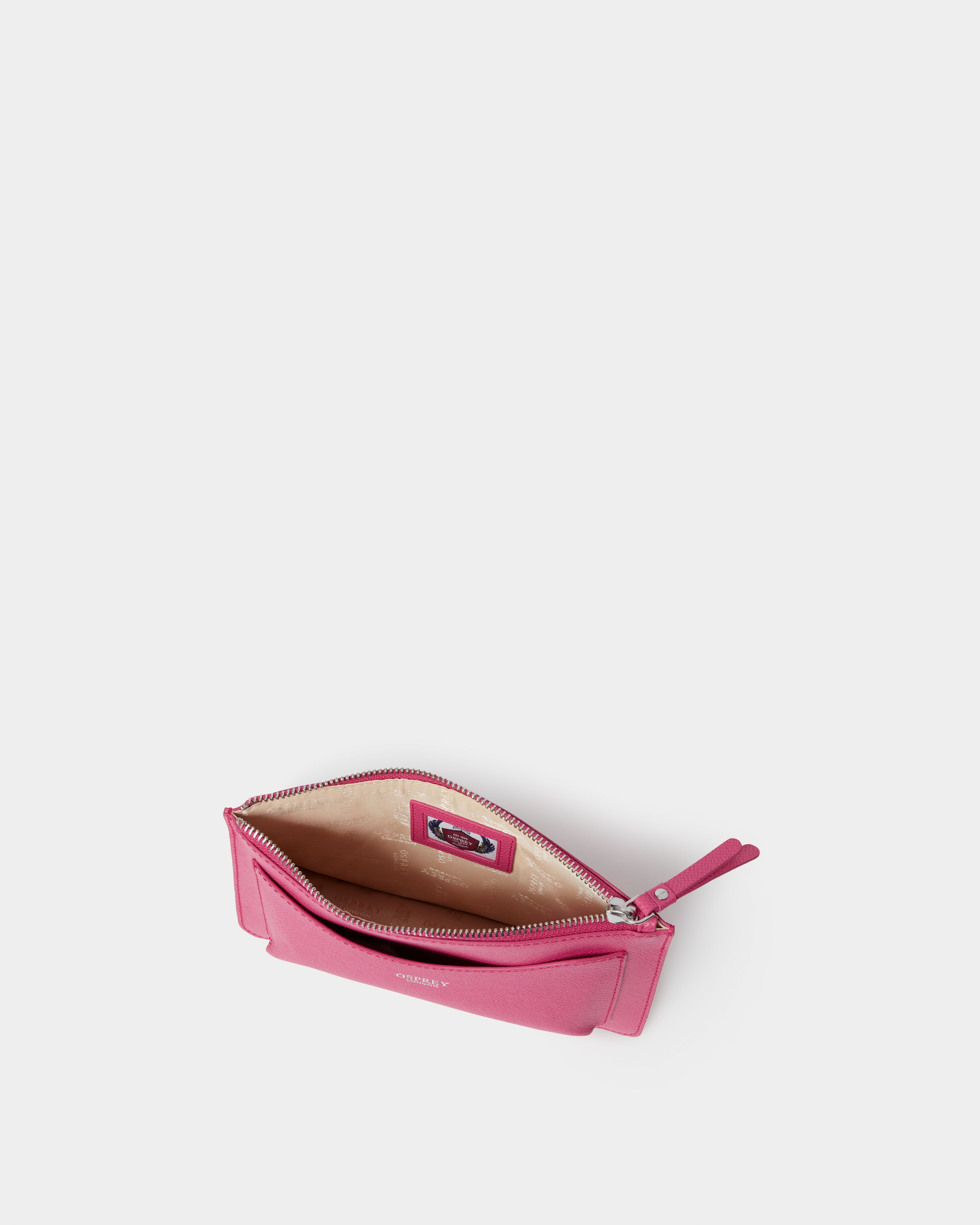 Image number 3 of The Viva 2 in 1 Leather Pouch in Pink & Silver