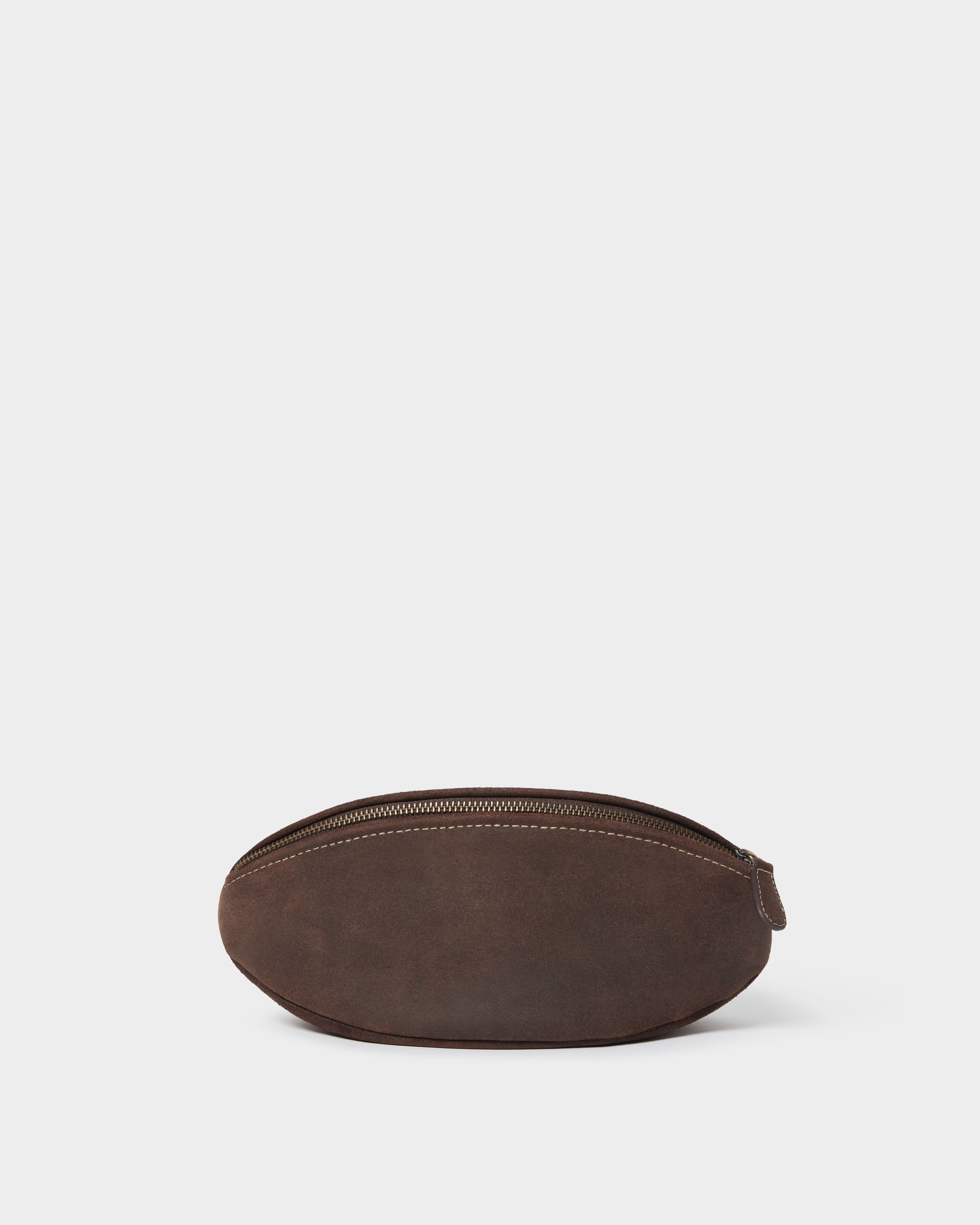 Image number 4 of The Jenson Rugger Leather Washbag in Chocolate