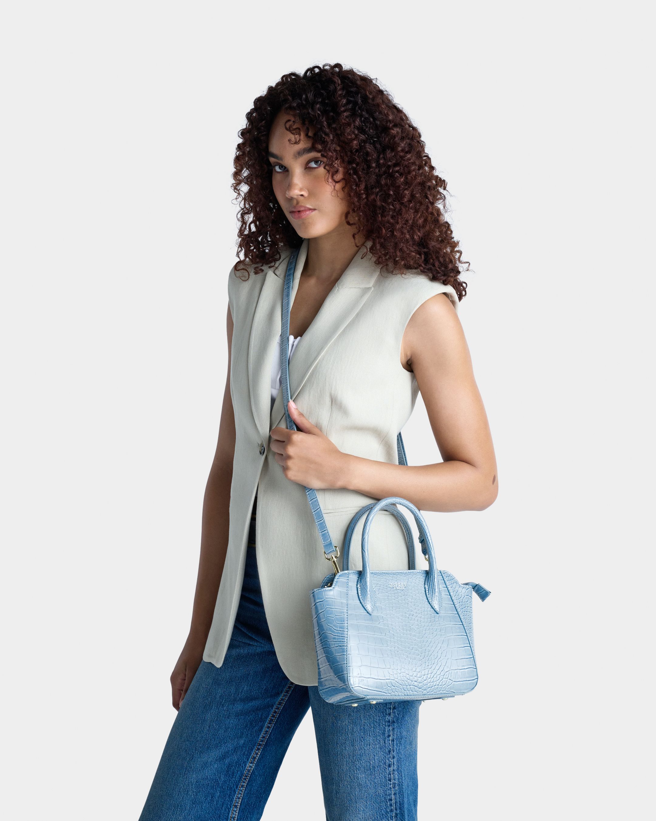 The Fulham Mini Faux Leather  Grab in Blue