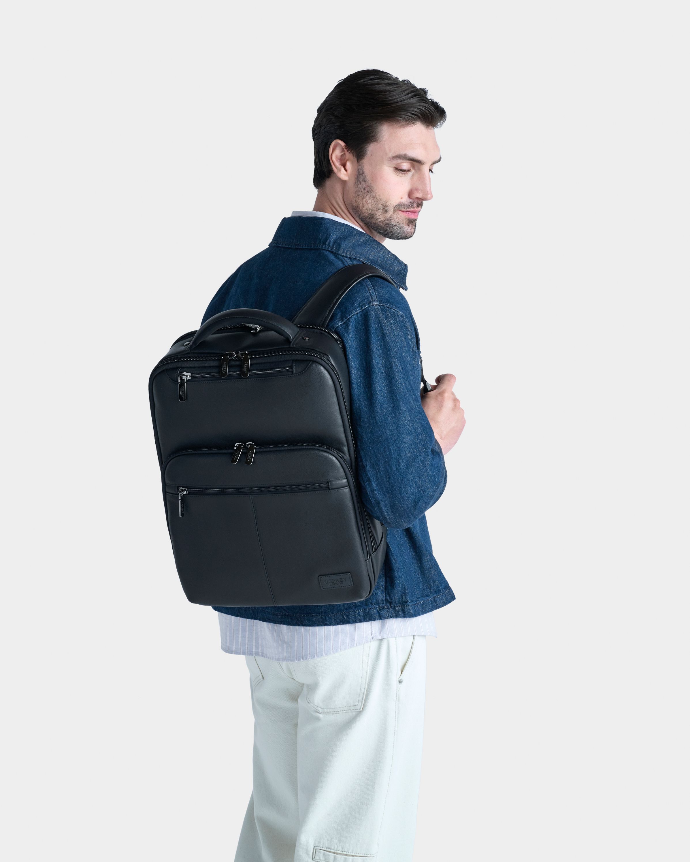 The Charlie Leather Backpack in Black