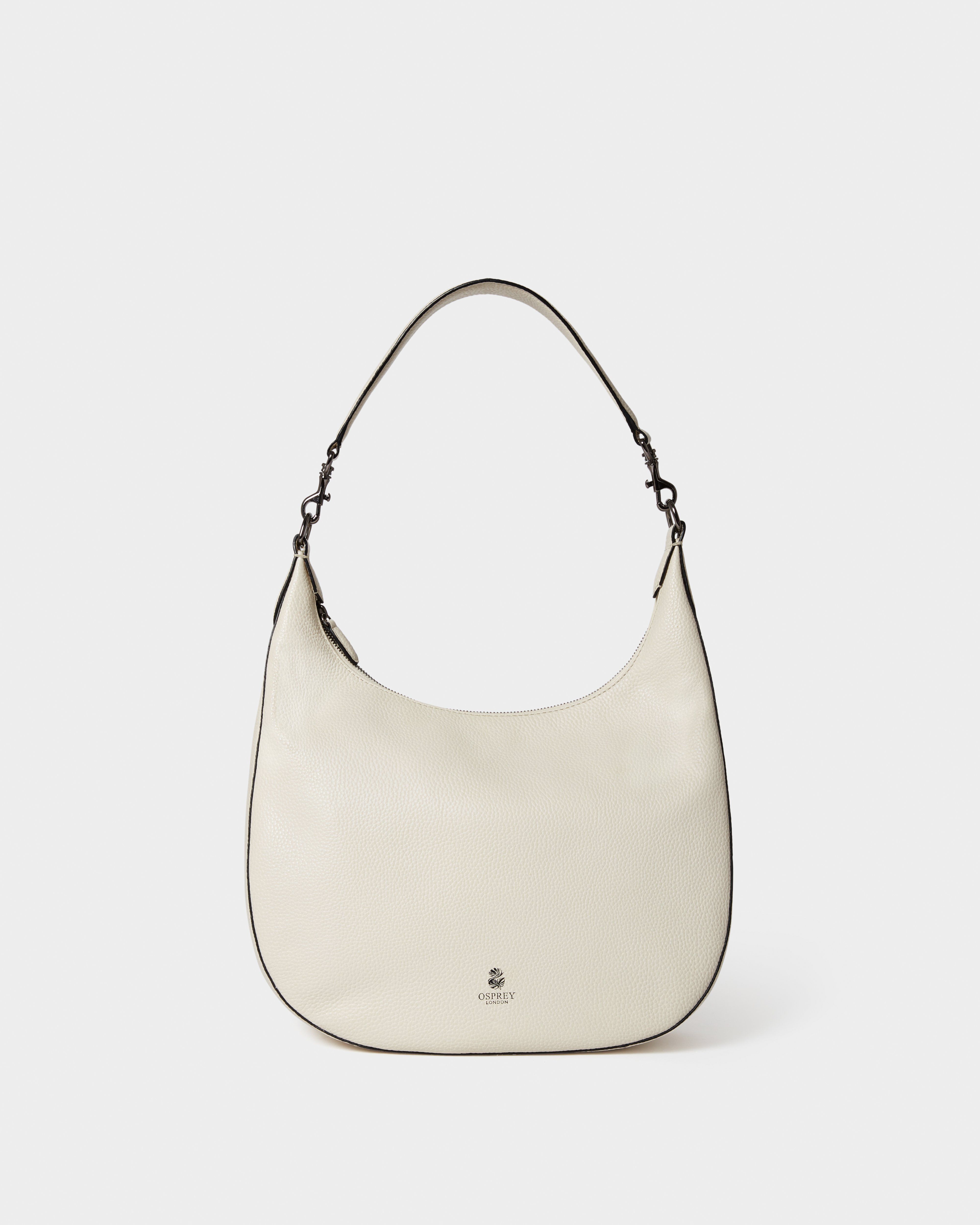 The Aspen Leather Crescent Bag in Ivory