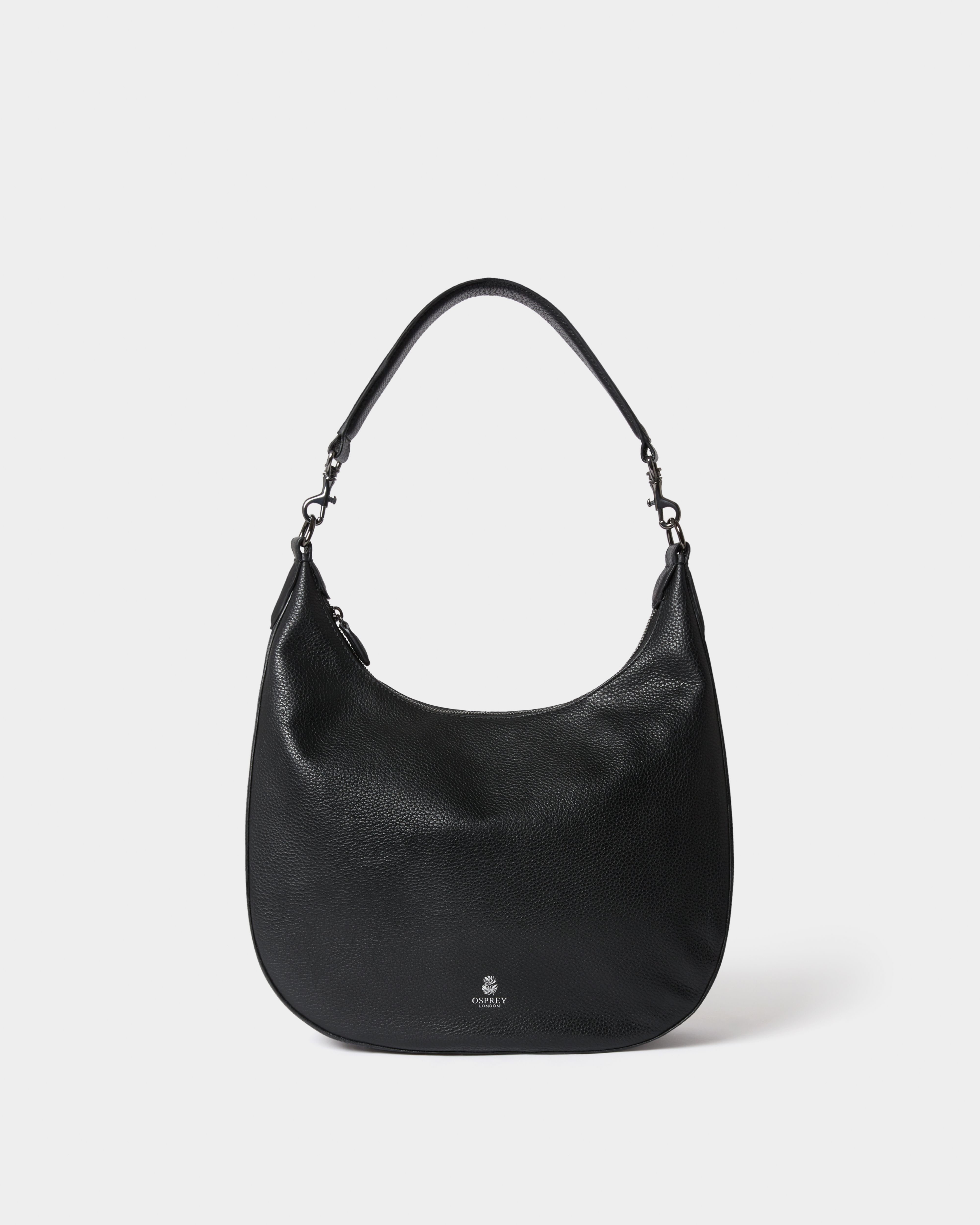The Aspen Leather Crescent Bag in Black