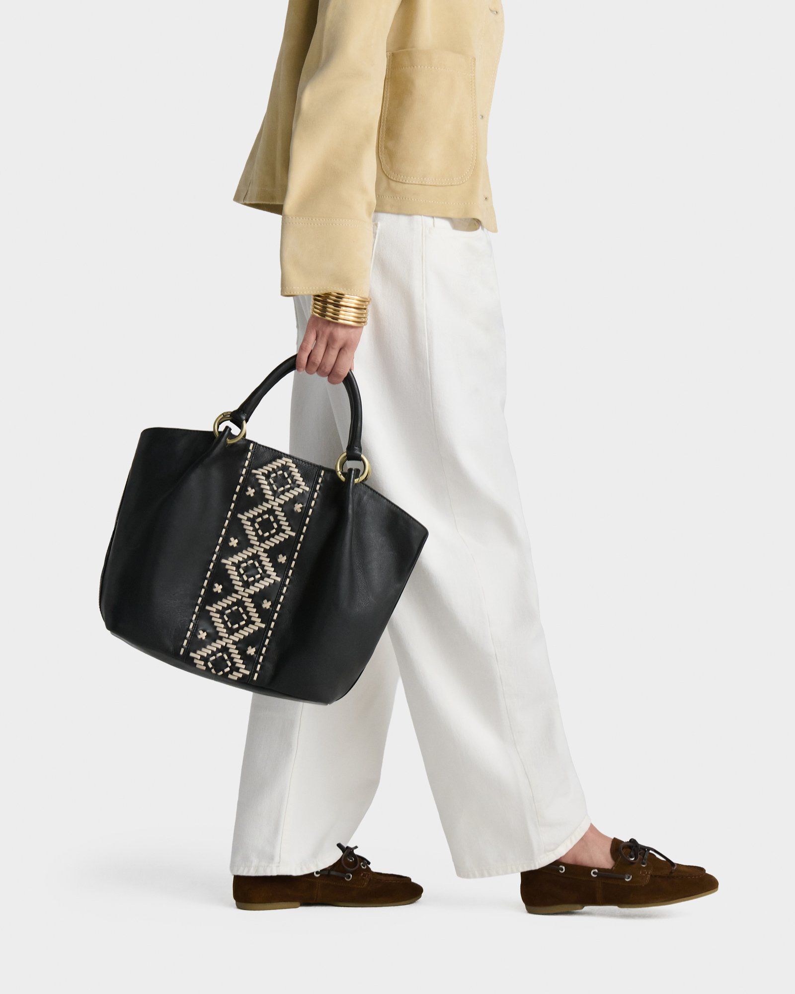 The Dakota Leather Tote in Black