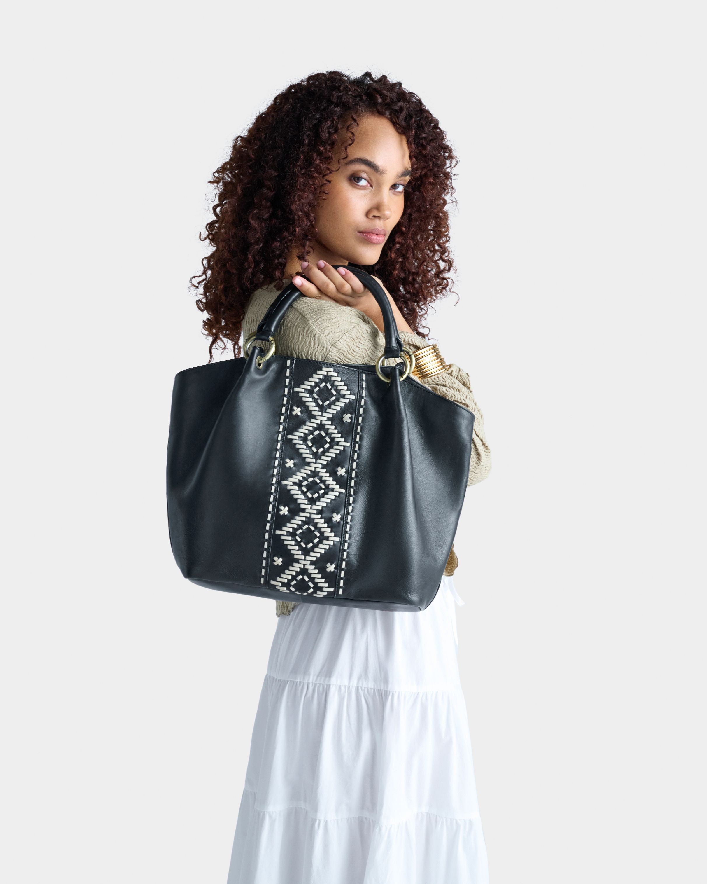 The Dakota Leather Tote in Black