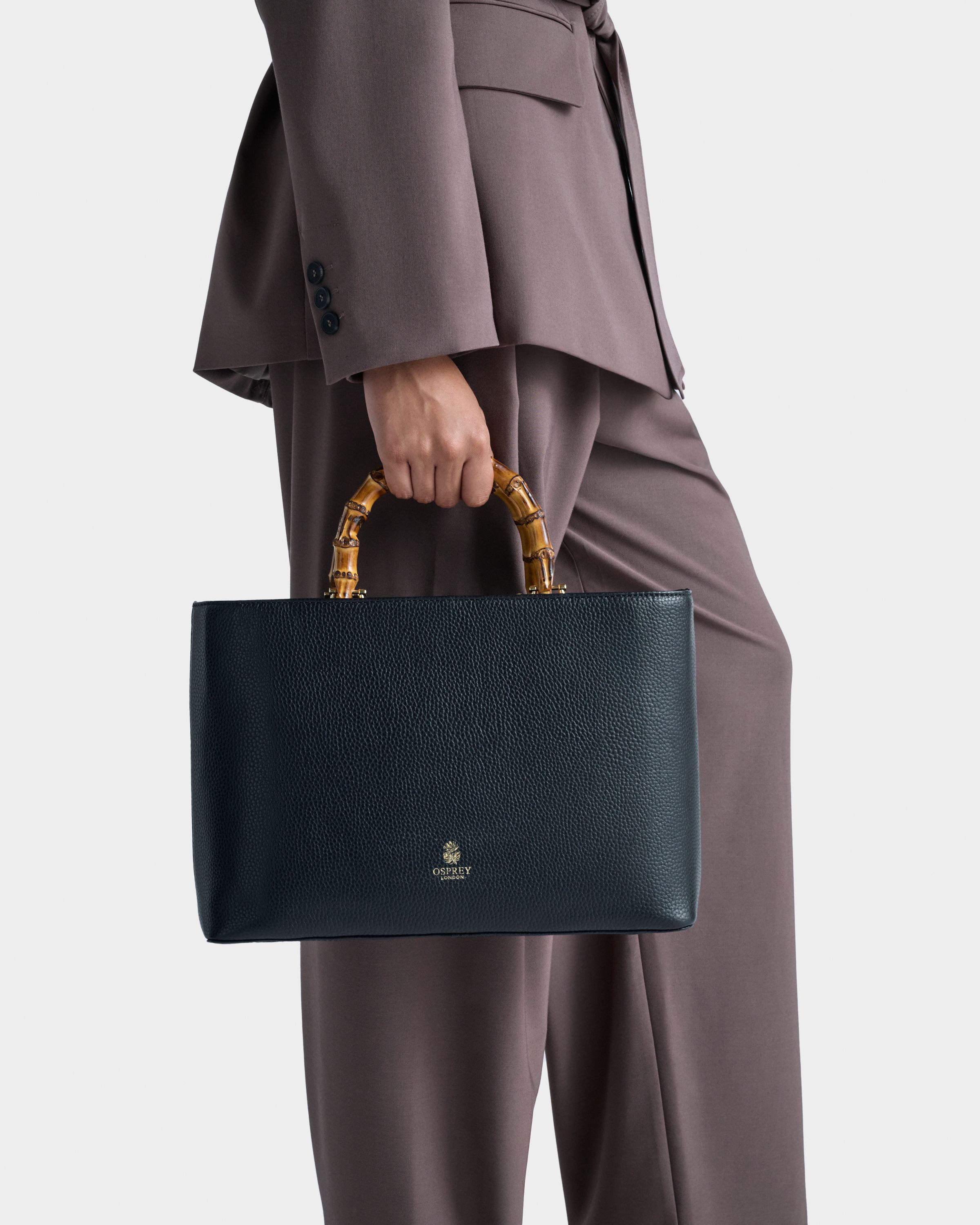 The Medium Clio Leather Grab in Black