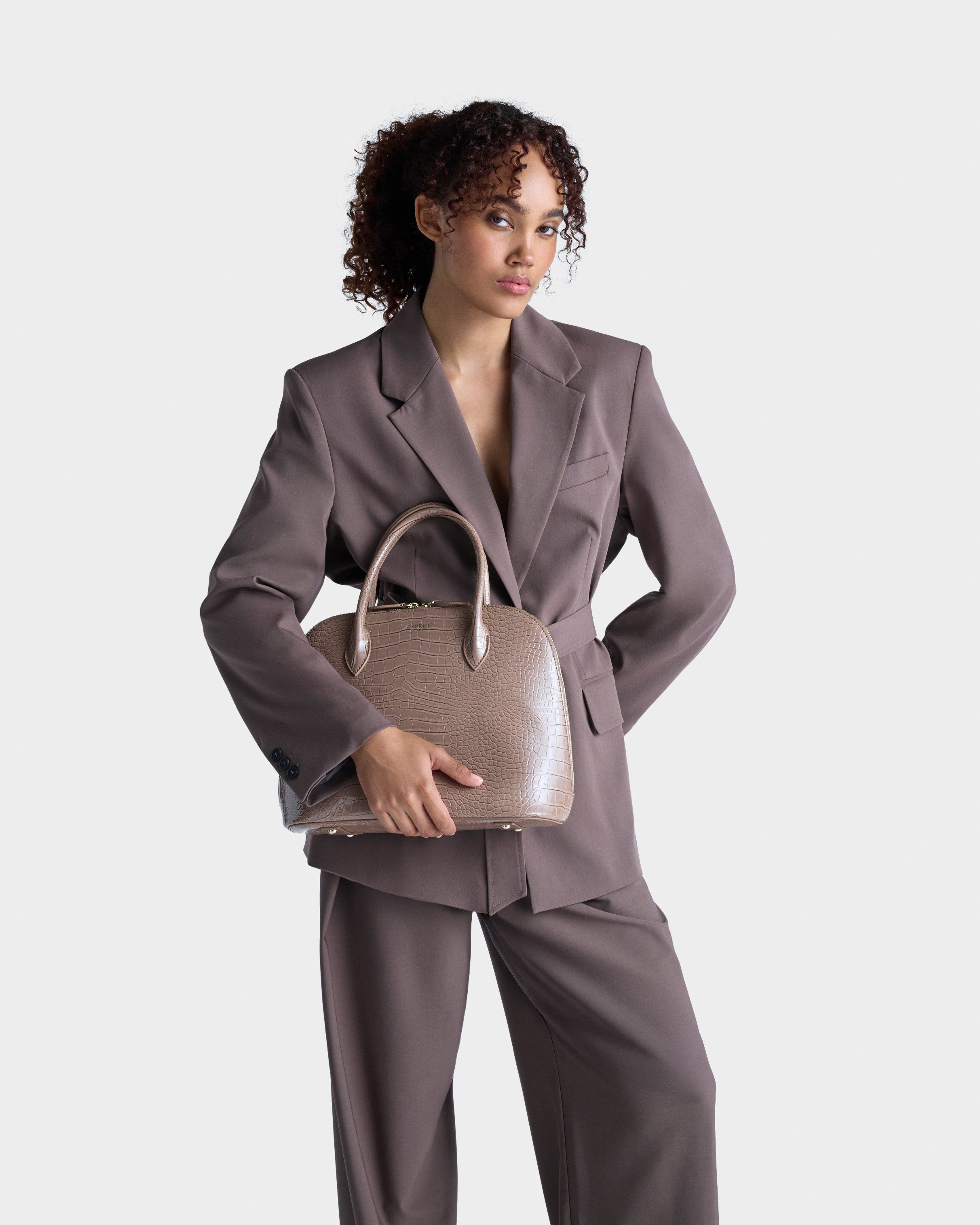 The Fulham Medium Faux Leather  Bug in Taupe