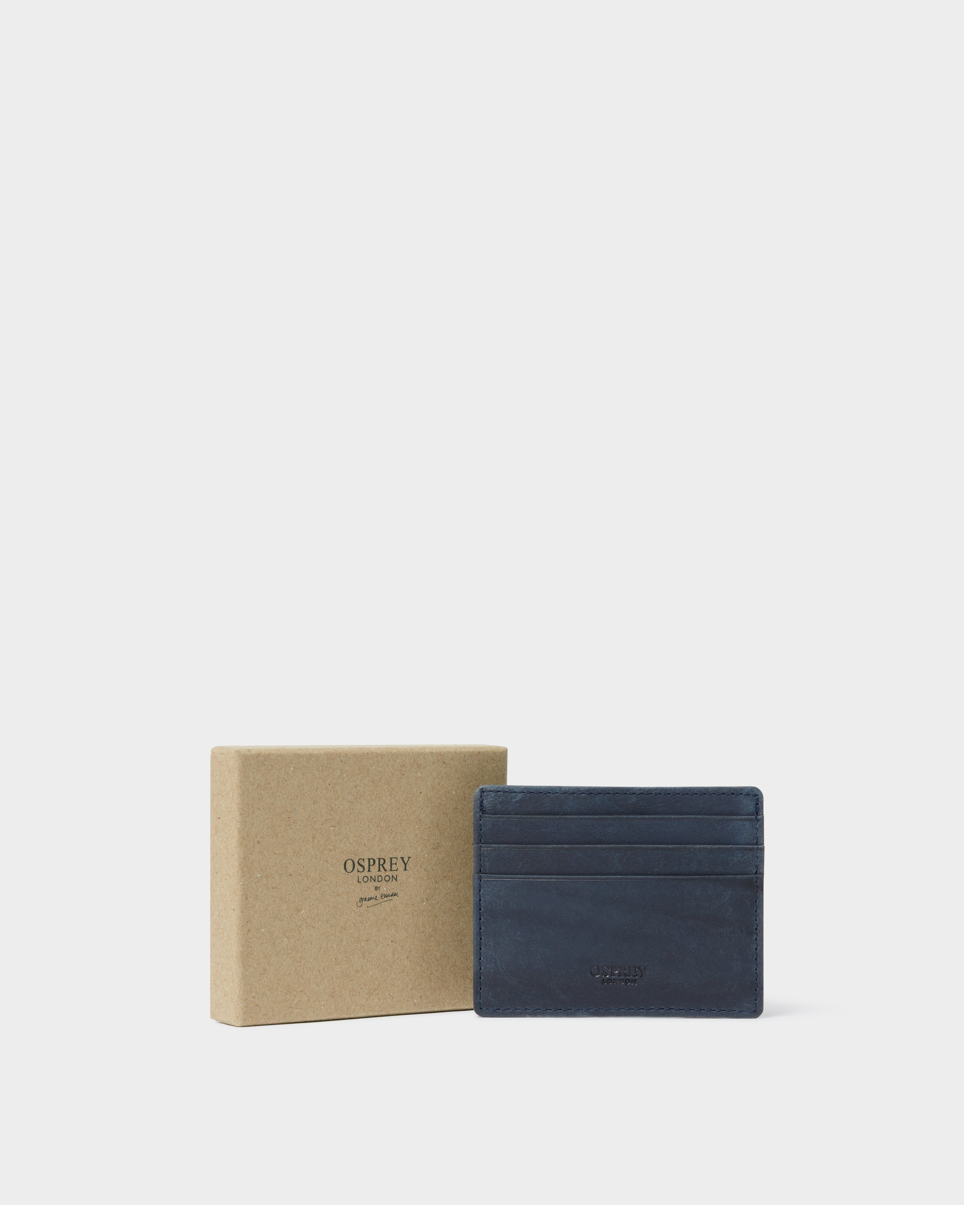 The Arlington Leather Card Holder in Navy