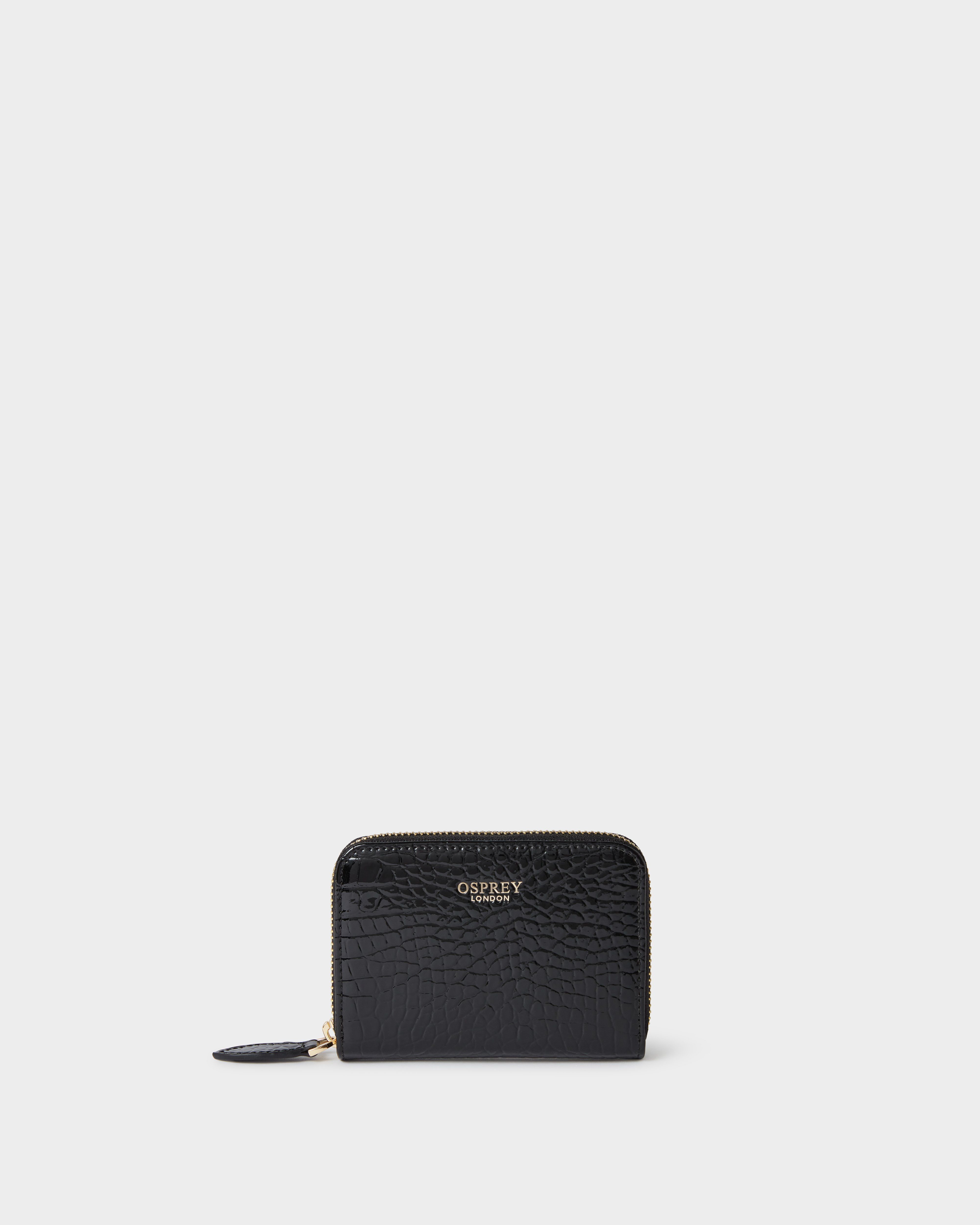 The Fulham Small Zip Around Faux Leather Purse in Black