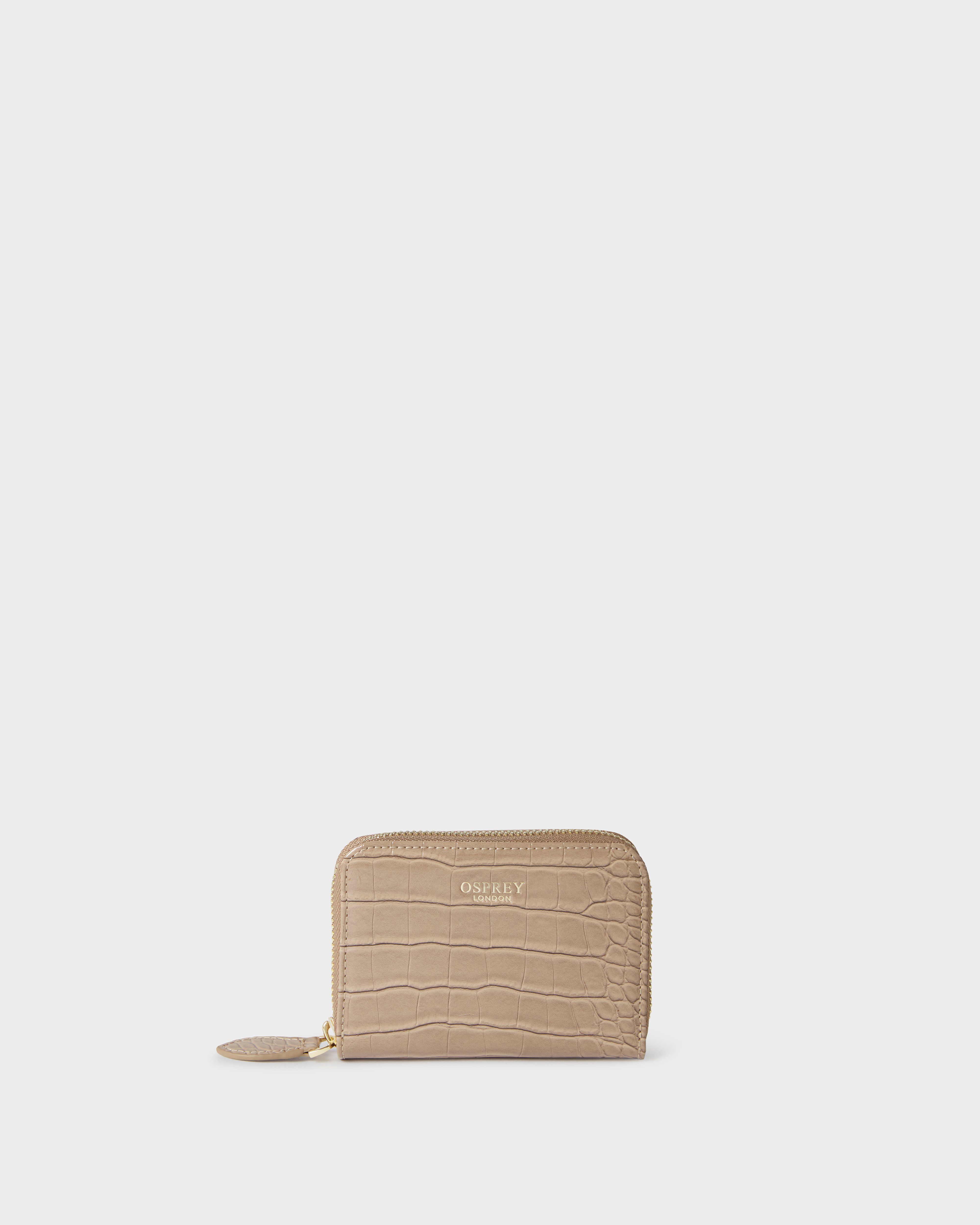 The Fulham Small Zip Around Faux Leather Purse in Taupe