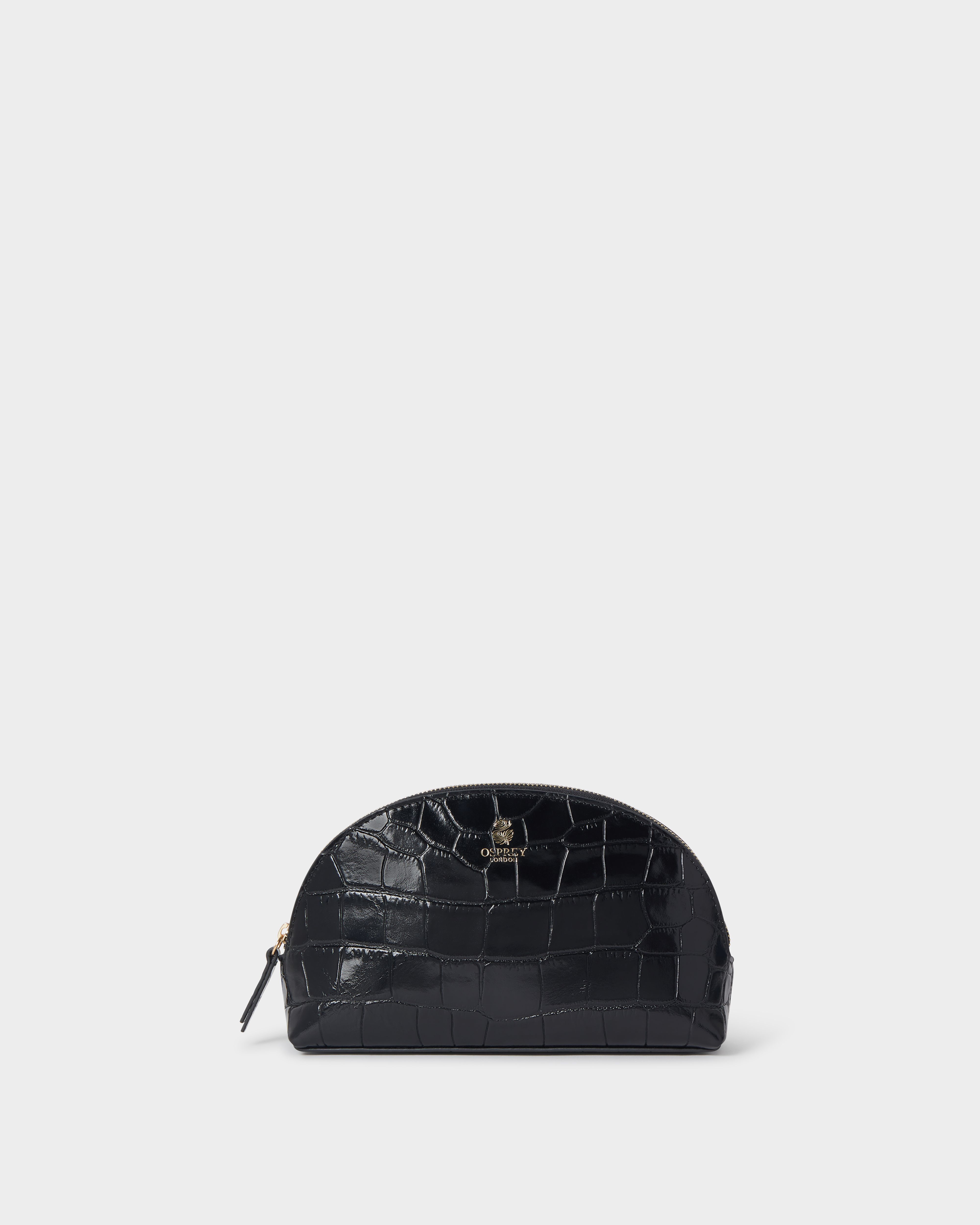 Image number 2 of The Wentworth Italian Leather Small Make Up Bag in Black