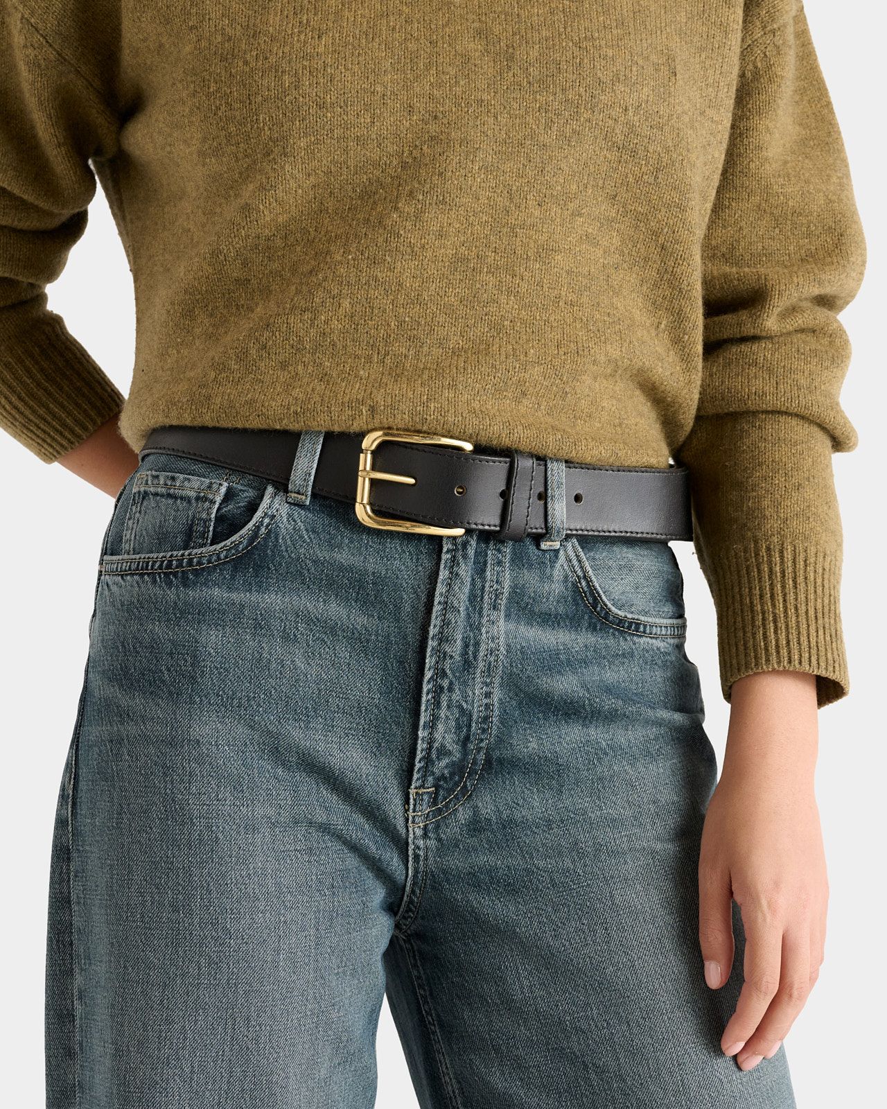 Image number 1 of The Jeans Leather Belt in Black