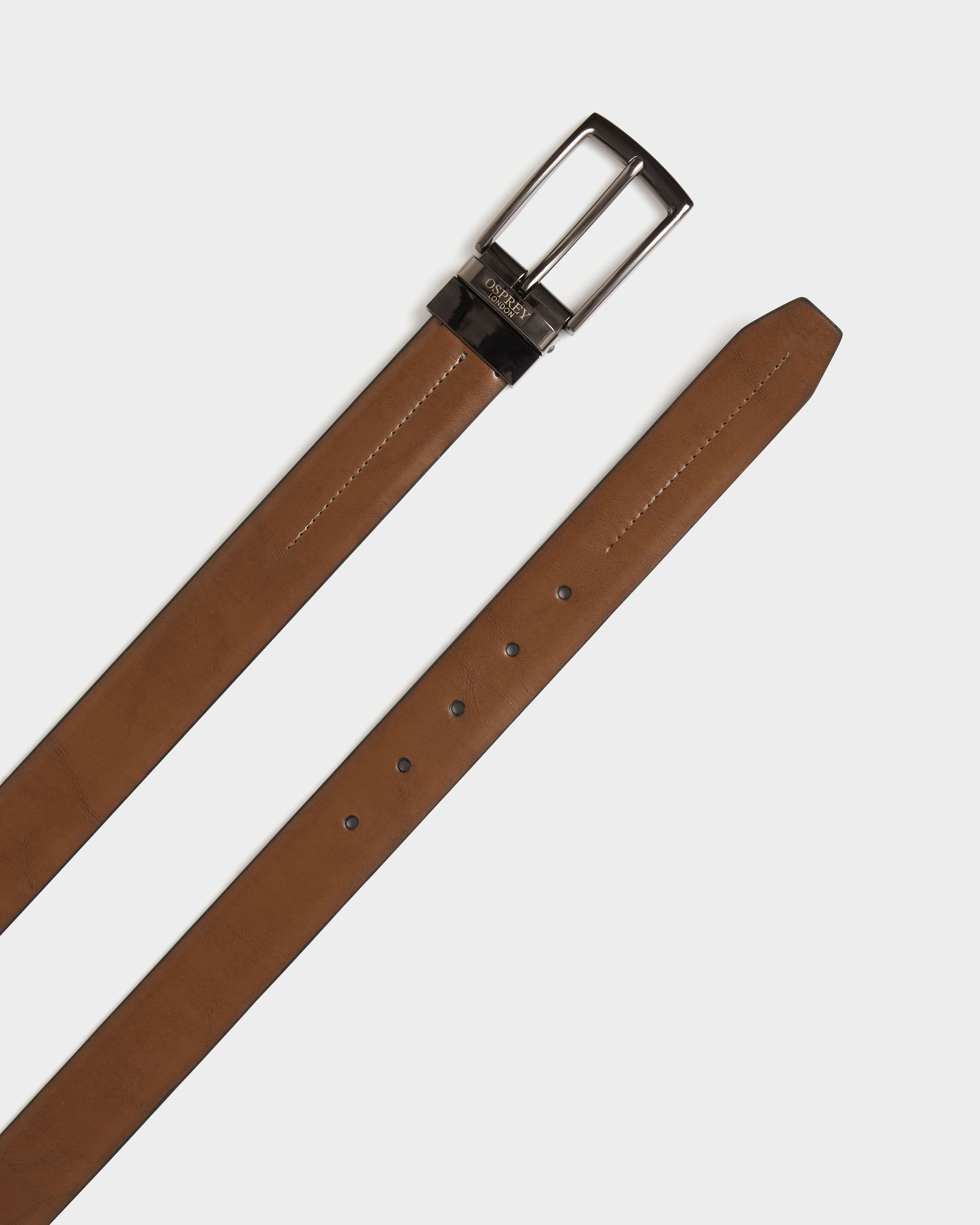 Image number 3 of The Eltham Reversible Leather Belt in Black & Tan