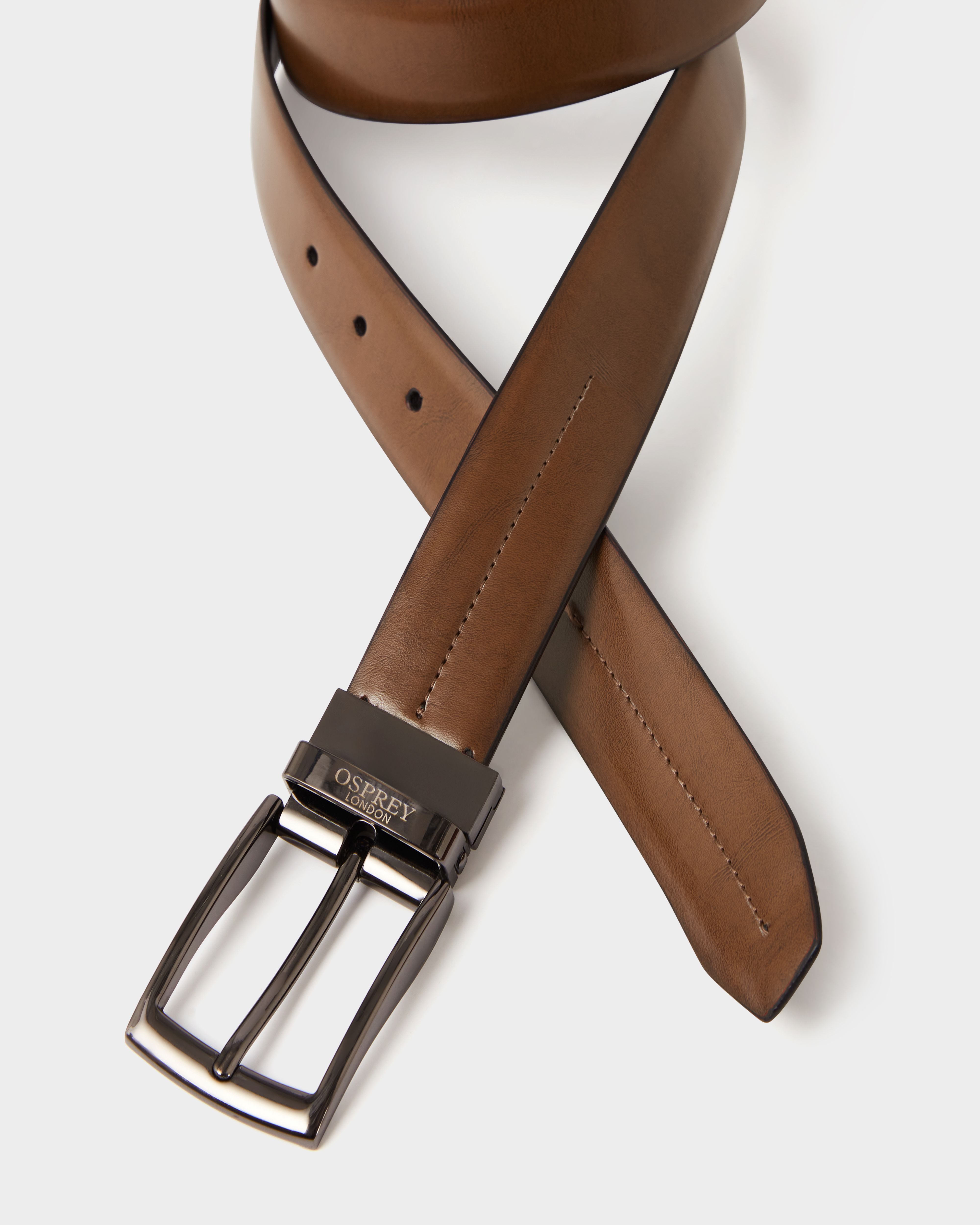 The Eltham Reversible Leather Belt in Black & Tan