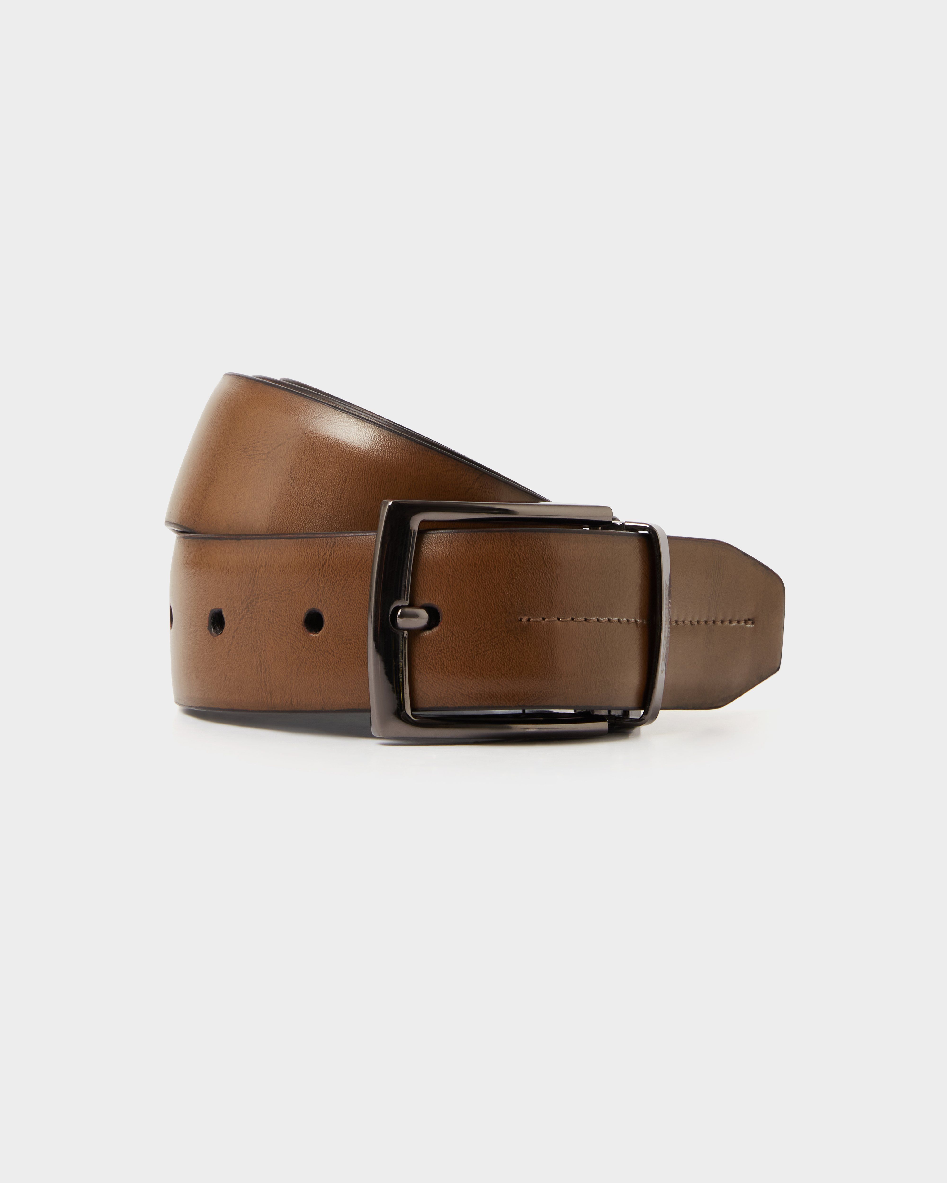 The Eltham Reversible Leather Belt in Black & Tan