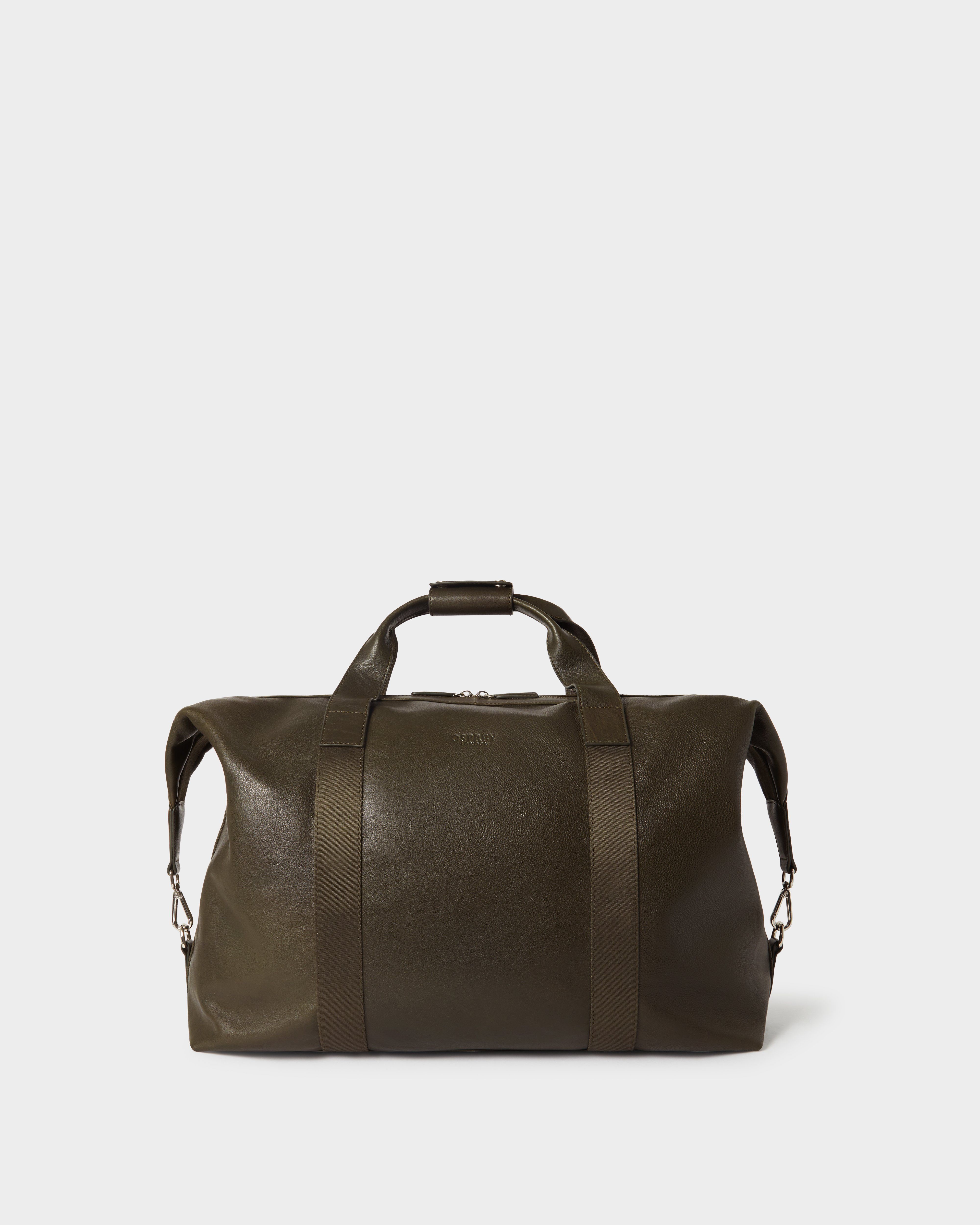 The Toby Leather Weekender in Dark Olive