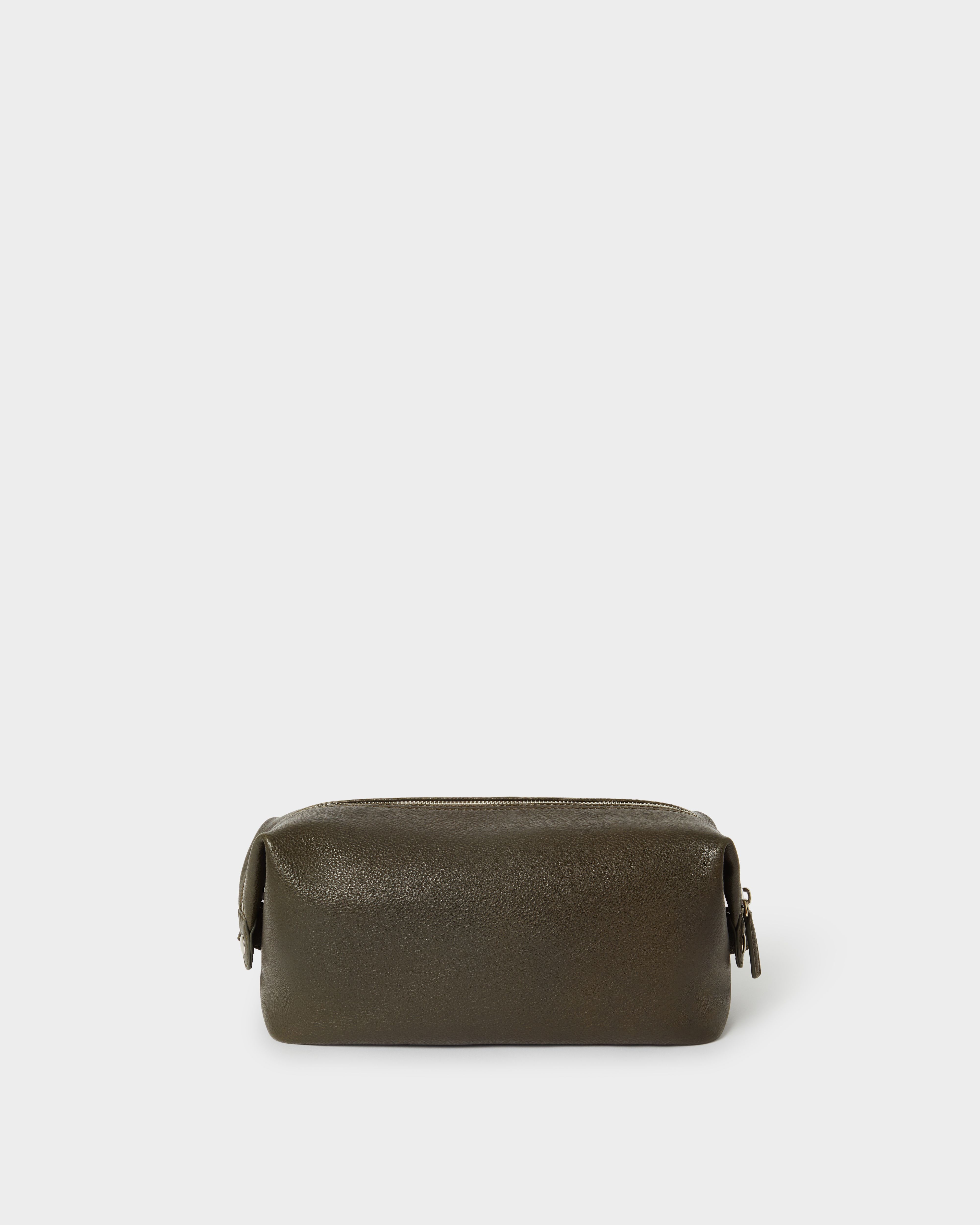 Image number 4 of The Toby Leather Washbag in Dark Olive
