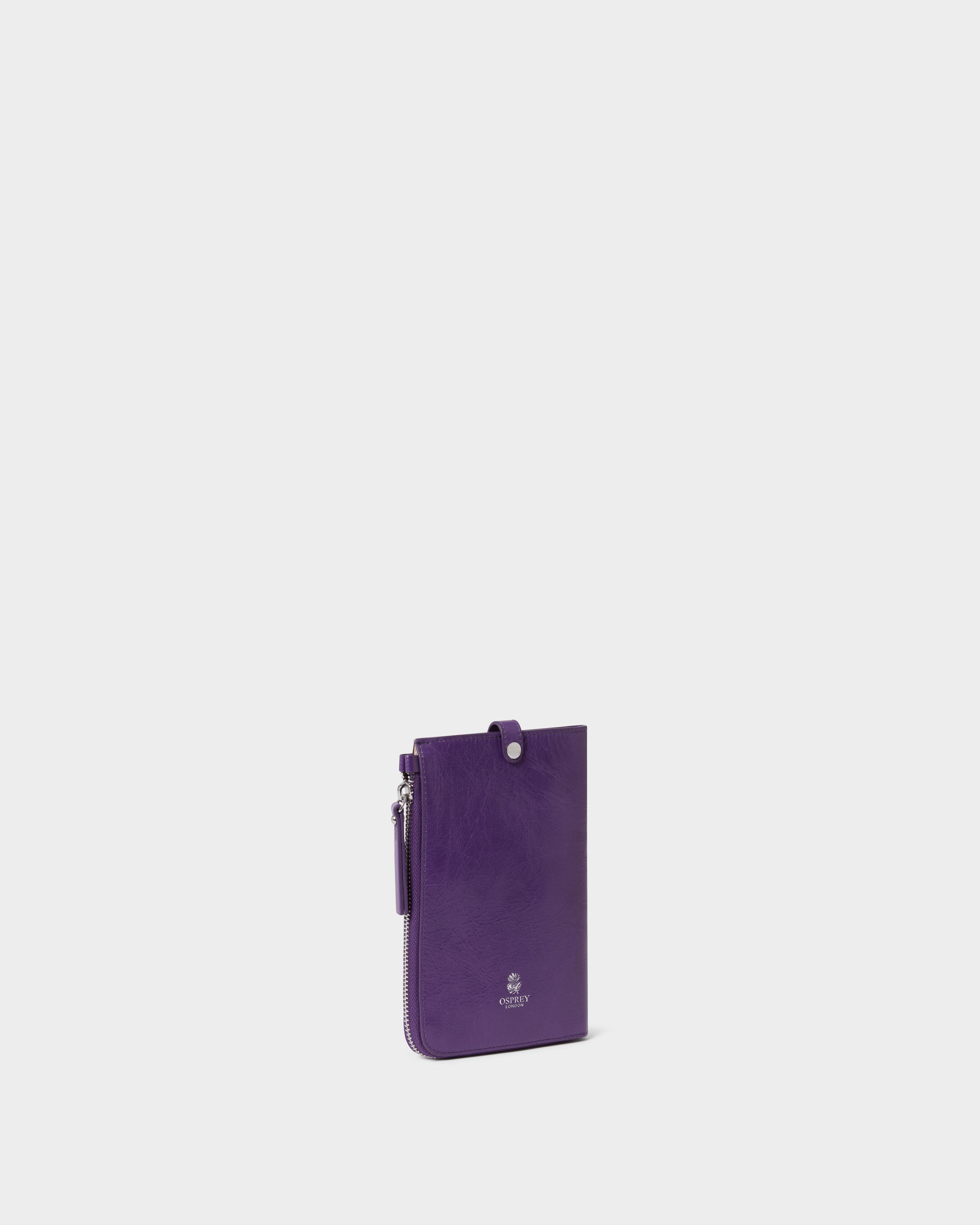 Image number 3 of The Electra Italian Leather Phone Bag in Purple
