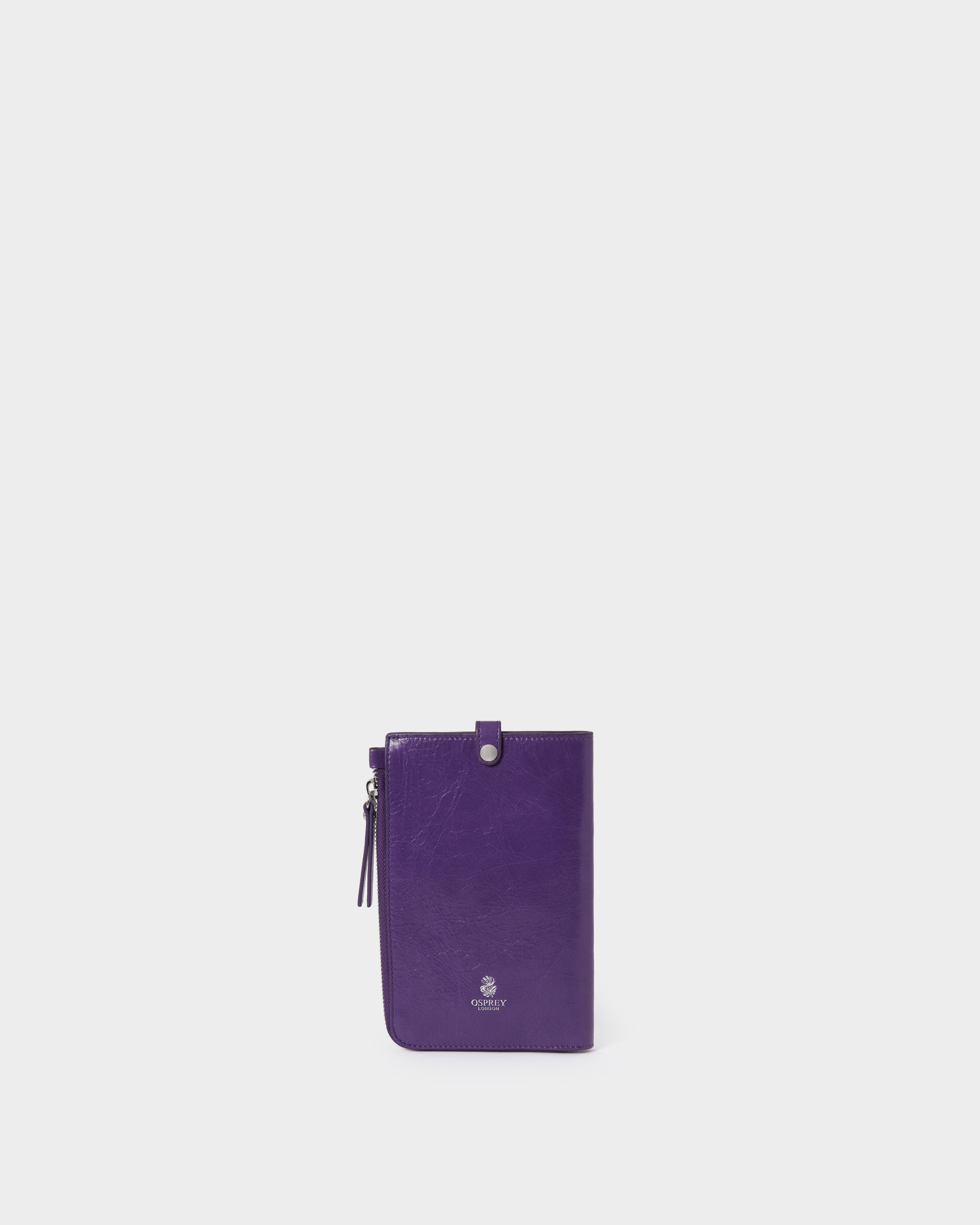 Image number 2 of The Electra Italian Leather Phone Bag in Purple