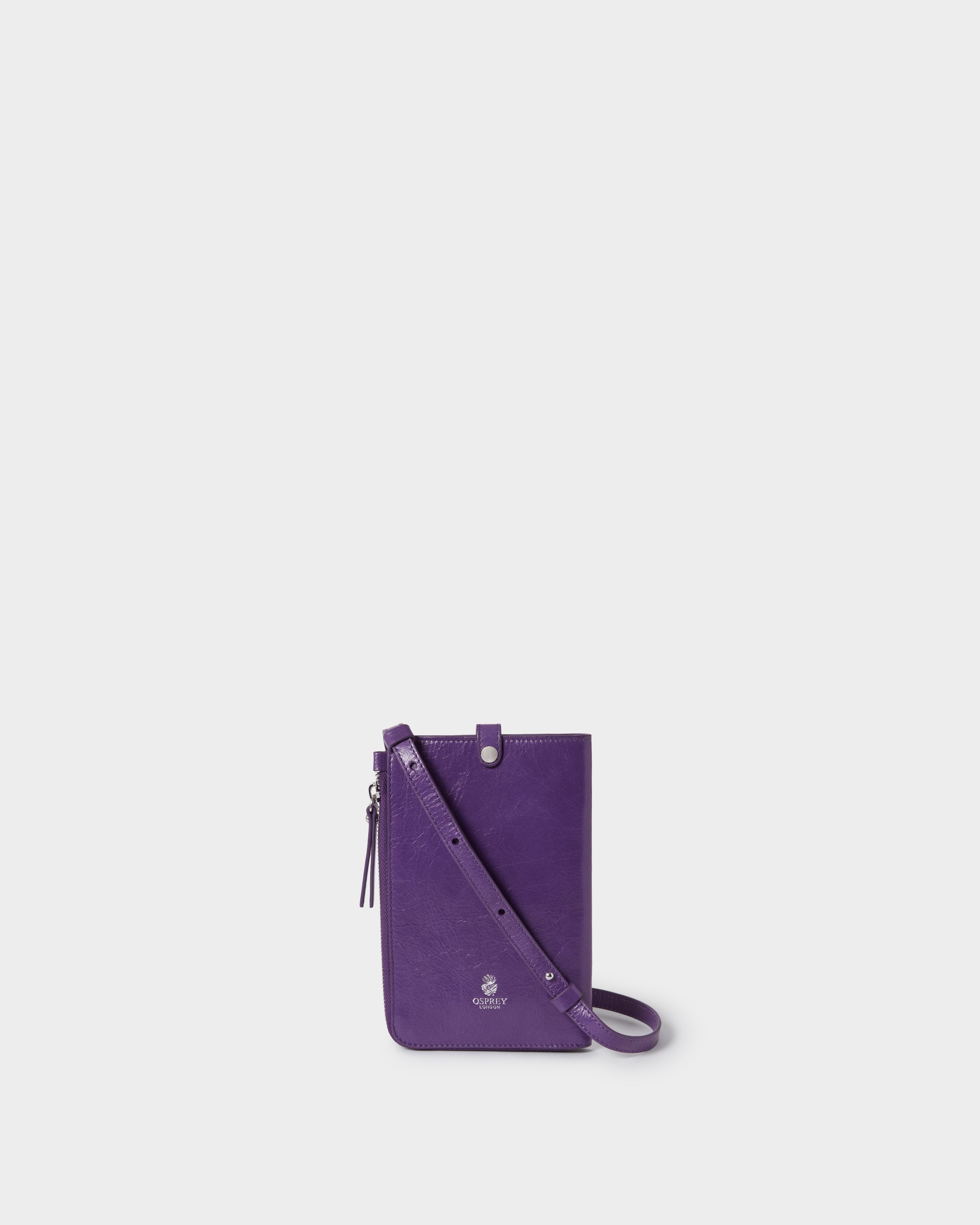 The Electra Italian Leather Phone Bag in Purple