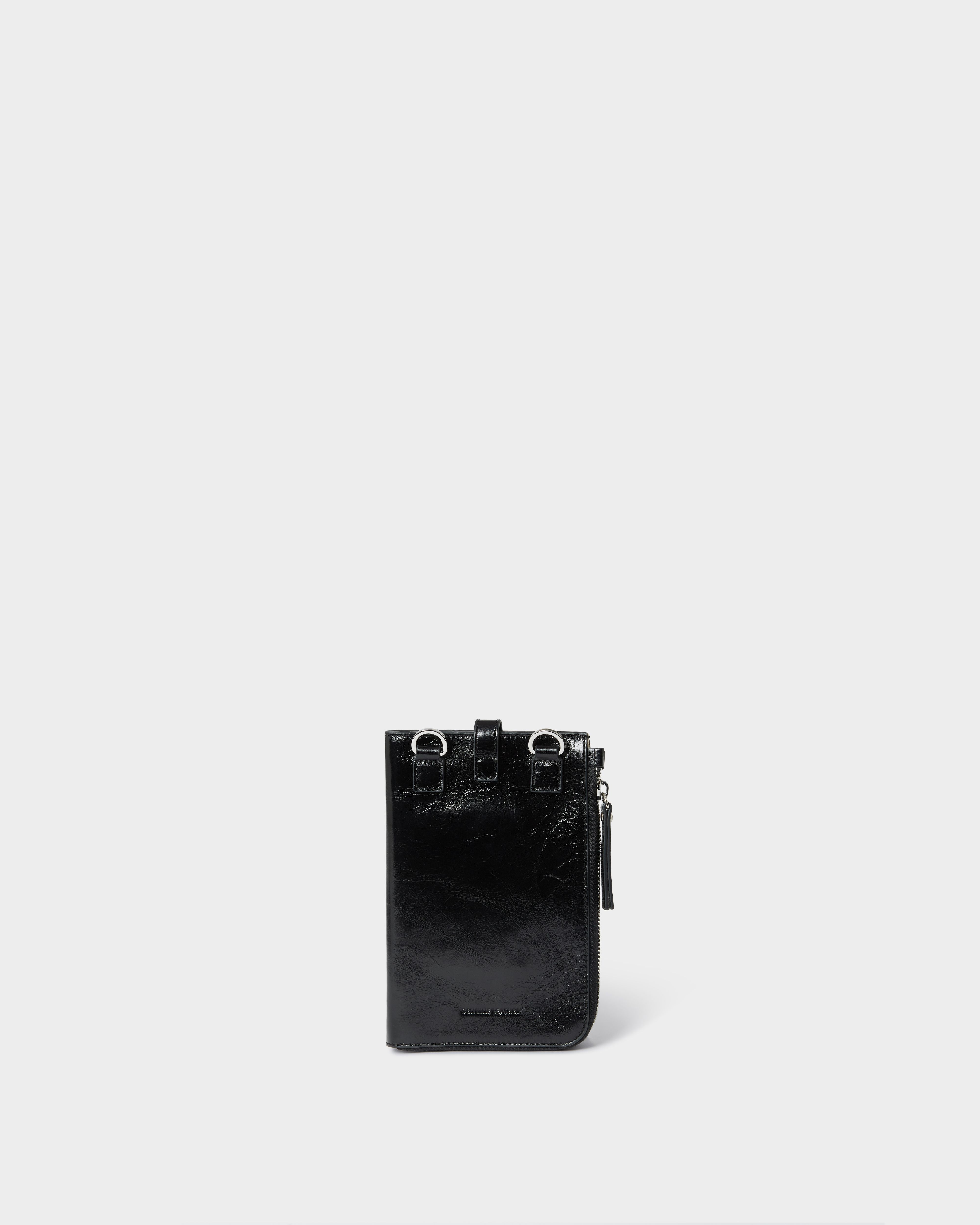 Image number 6 of The Electra Italian Leather Phone Bag in Black
