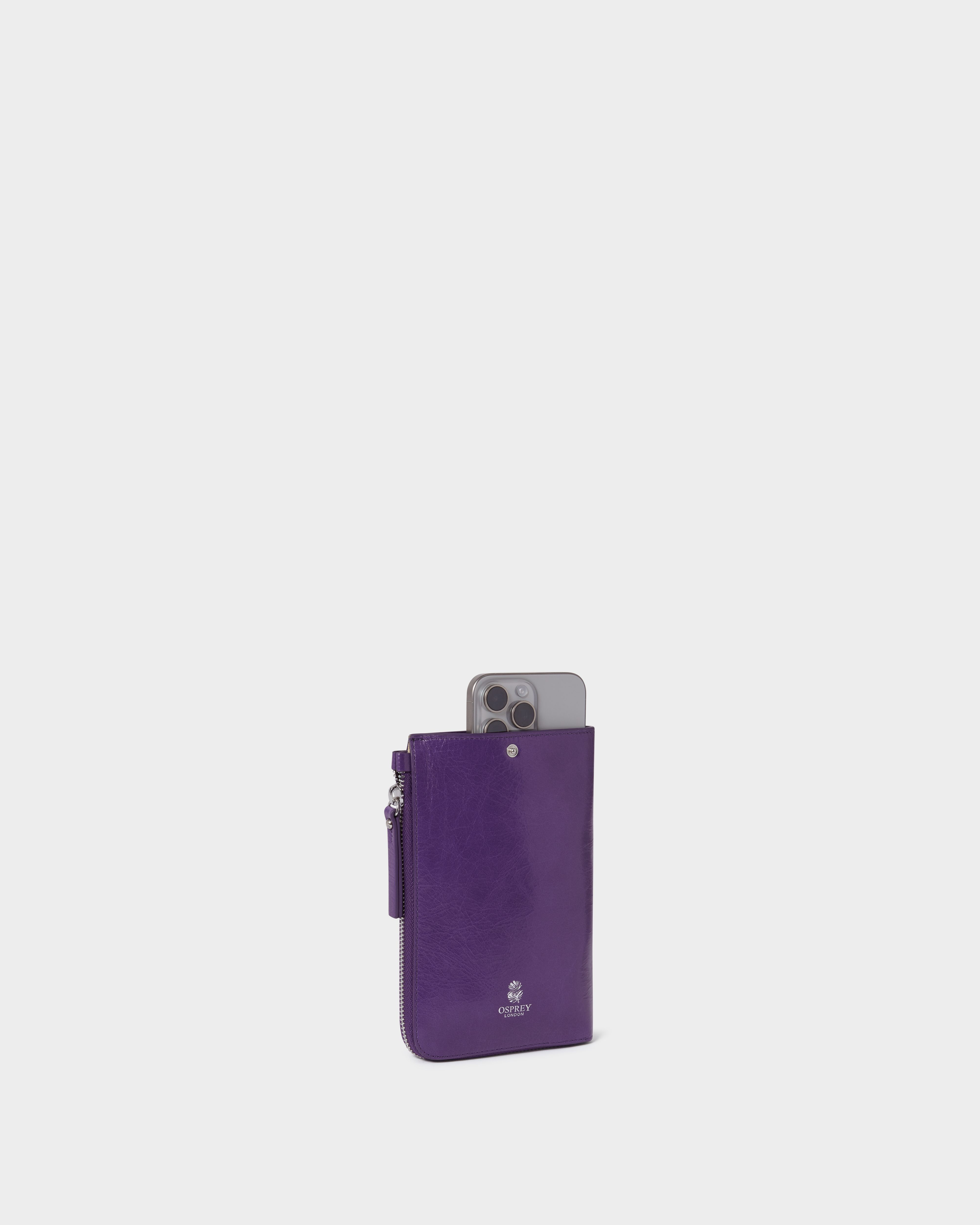 Image number 4 of The Electra Italian Leather Phone Bag in Purple