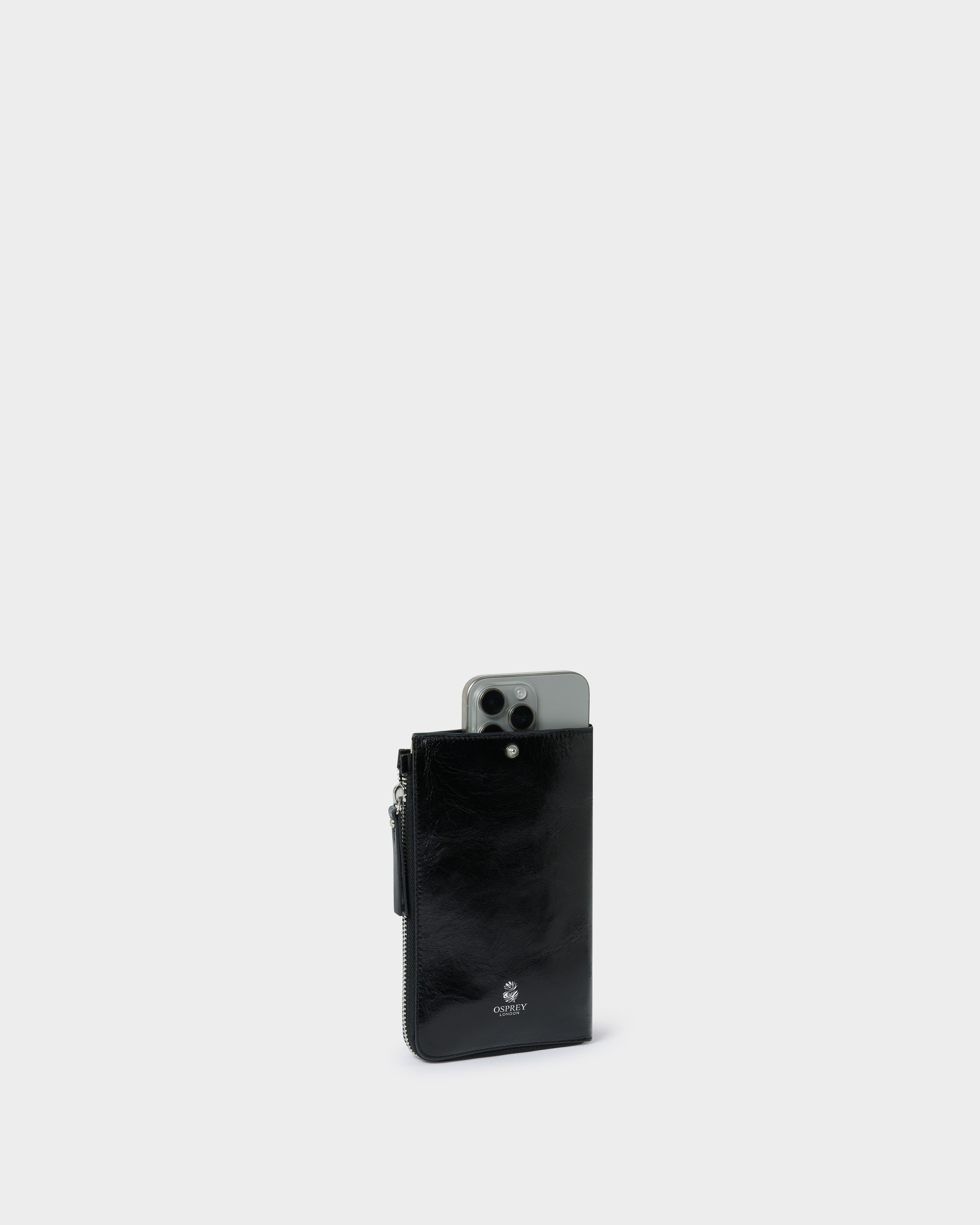 Image number 3 of The Electra Italian Leather Phone Bag in Black